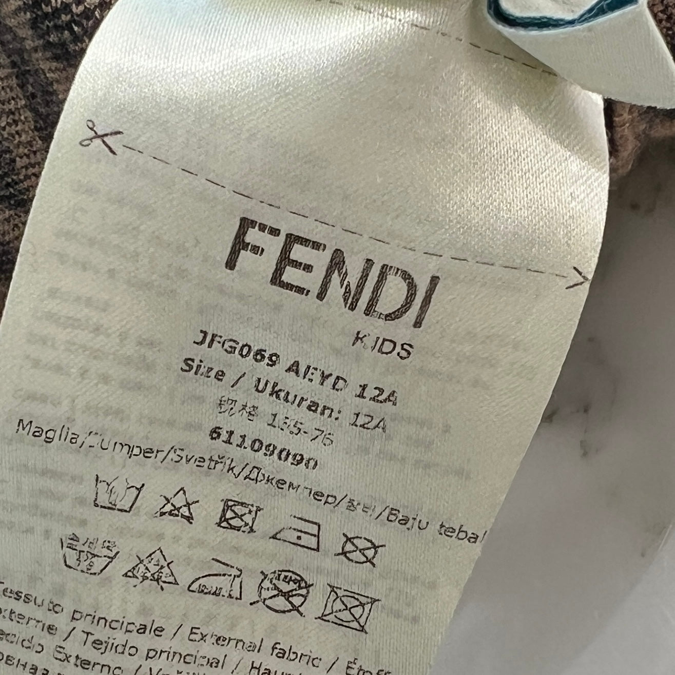 FENDI FF Logo Zucca Print Short Sleeve Knit JFG069 AEYD Size 12A フェンディ FFロゴ ズッカ柄半袖ニット サイズ12A
