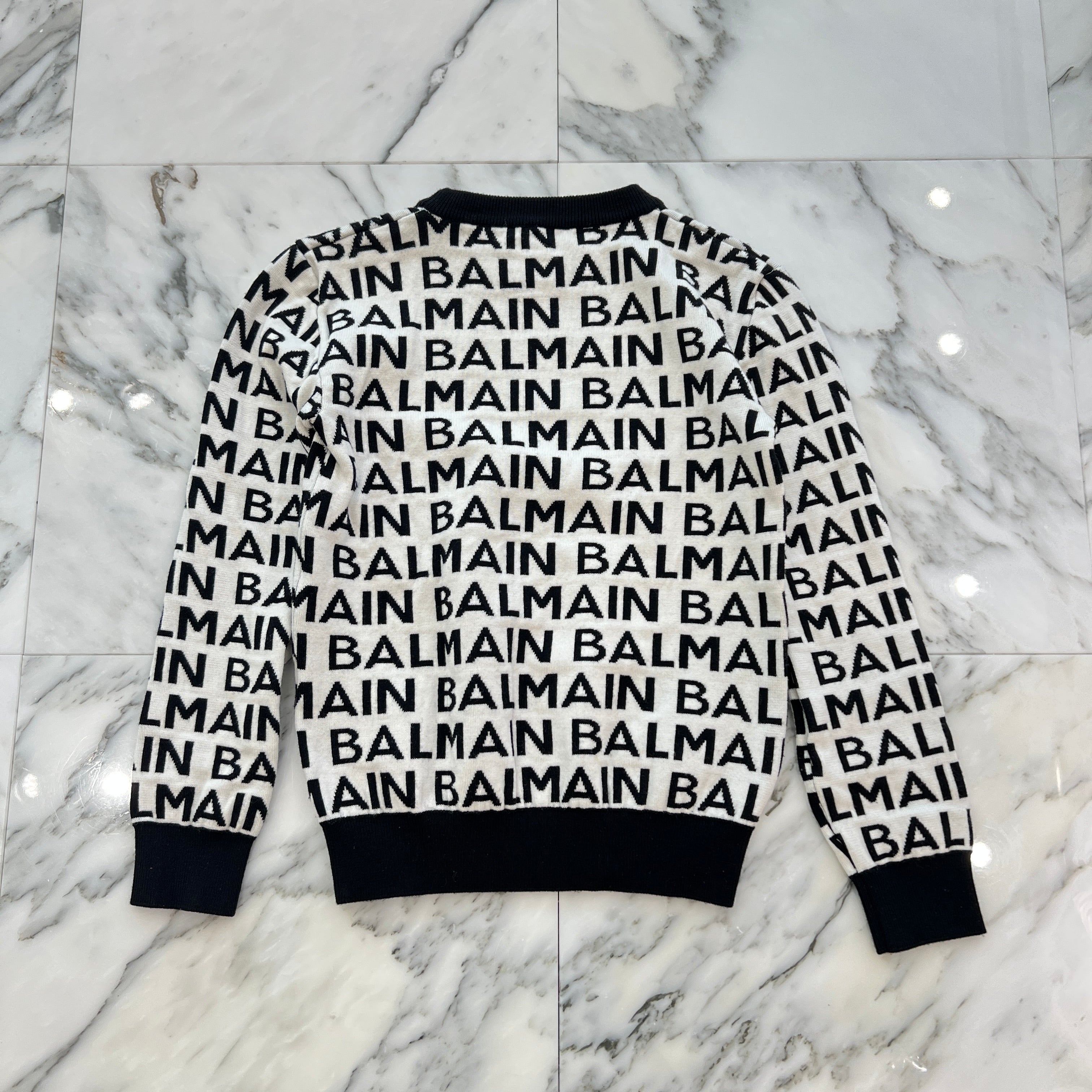 BALMAIN Logo Print Crew Neck Knit Sweater  Size 12A バルマン ロゴプリント クルーネック ニットセーター サイズ12A