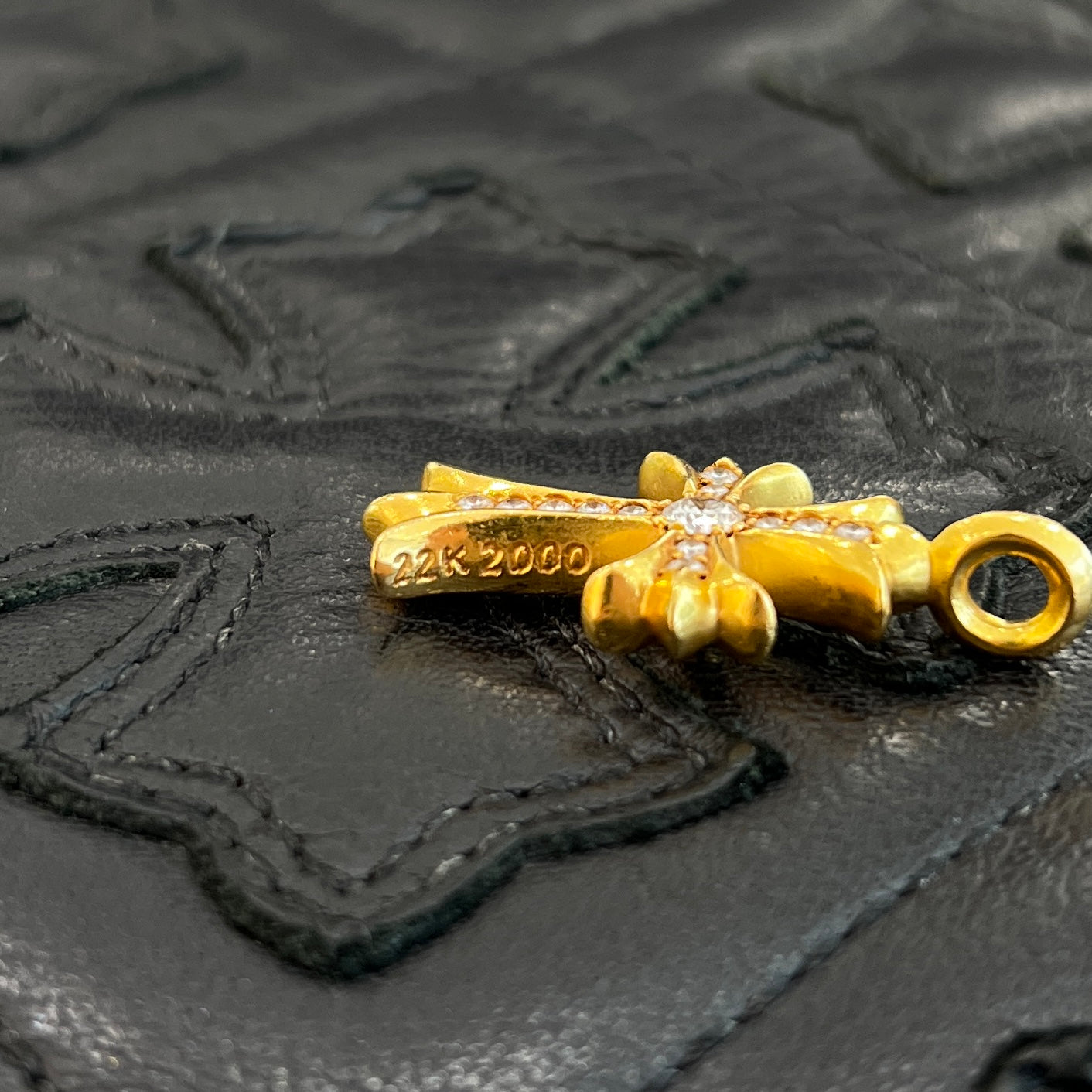 CHROME HEARTS 22K Tiny Fat Cross Pave Diamond Pendant Top クロムハーツ 22K タイニーファットクロス パヴェダイヤモンド ペンダントトップ