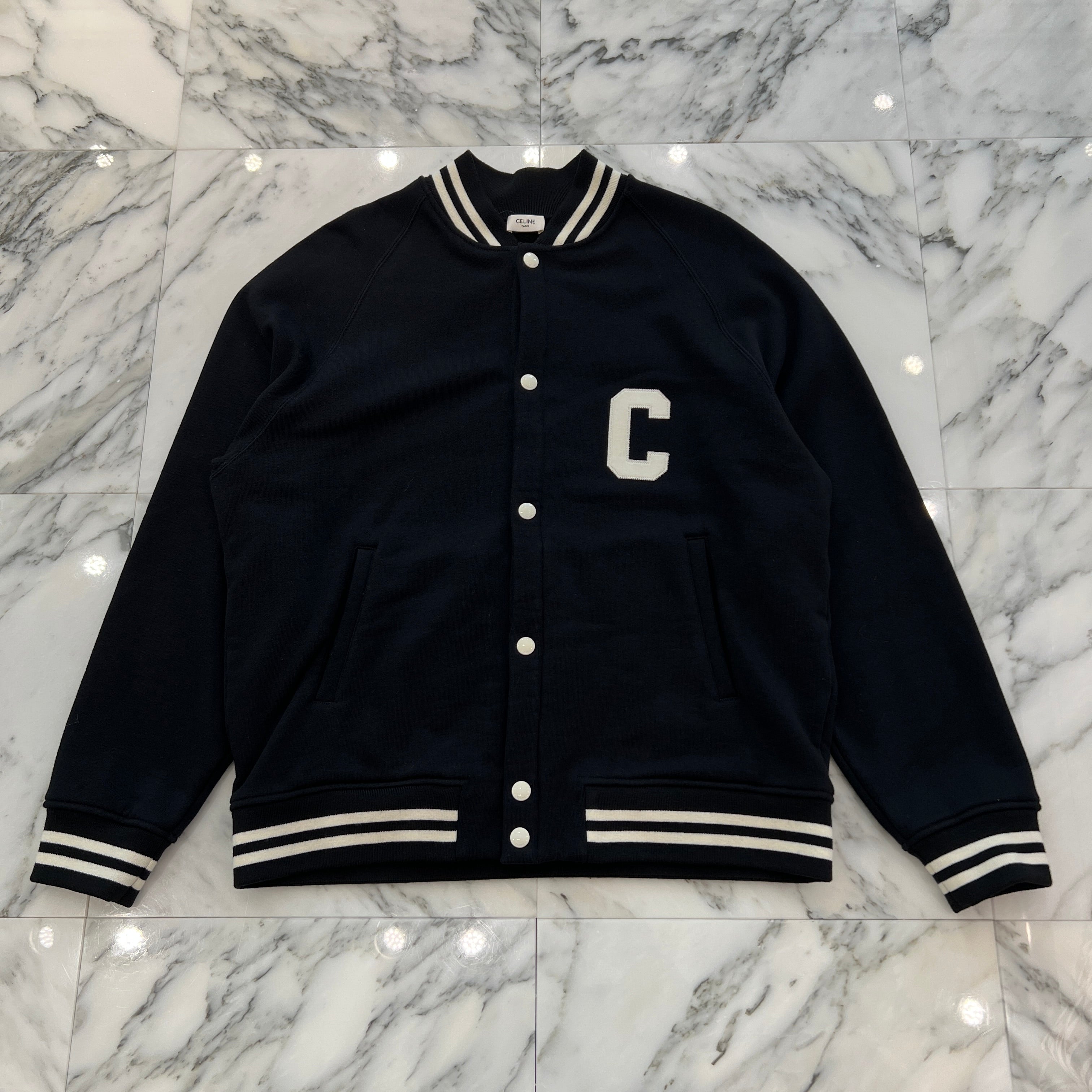 CELINE 2022AW College Teddy Jacket 2Y815345F Size M セリーヌ カレッジ テディジャケット スタジアムジャケット サイズM