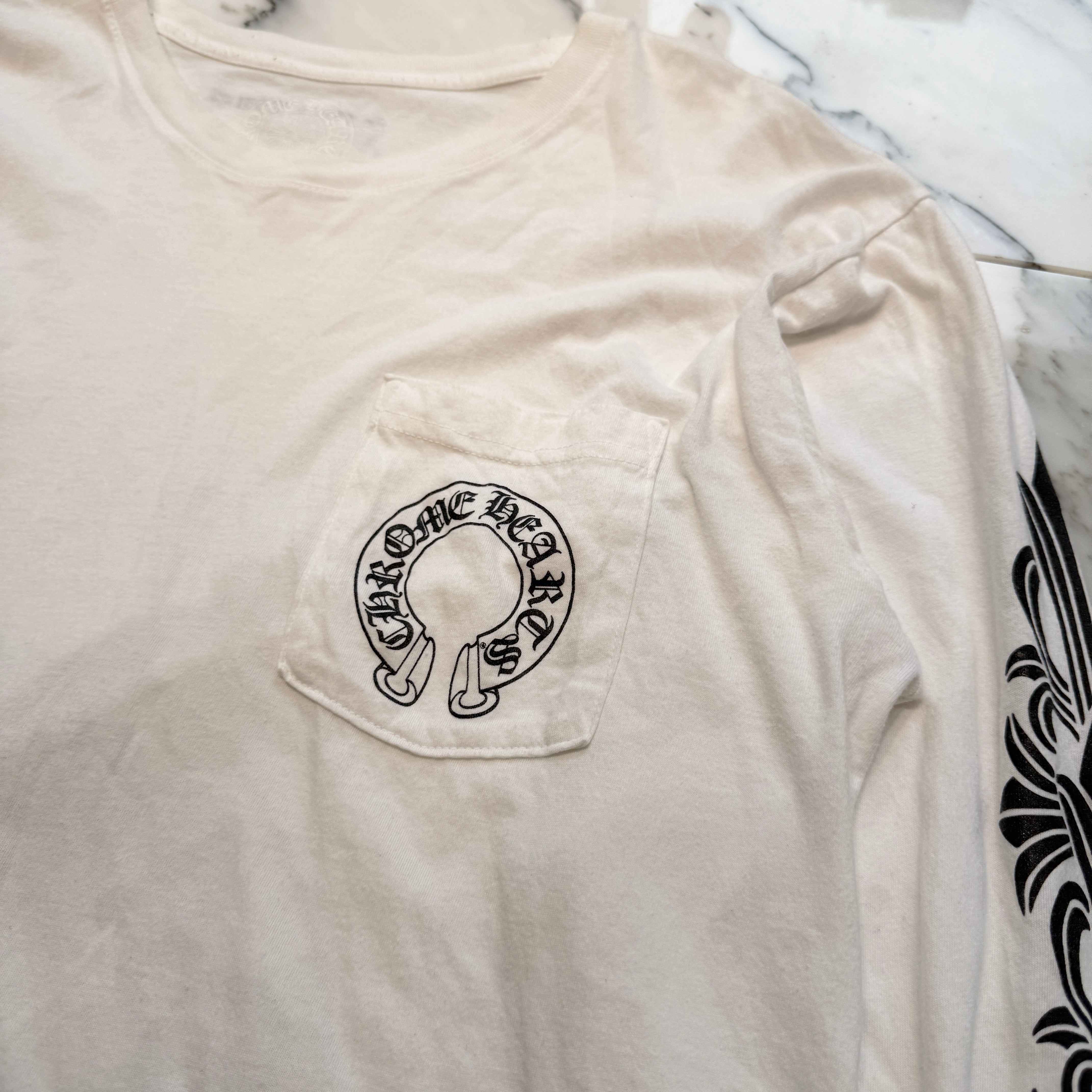 CHROME HEARTS FUCK YOU Floral Cross Horseshoe Long Sleeve Tee Size L クロムハーツ ファックユー フローラルクロス ホースシュー ロングスリーブTシャツ サイズL