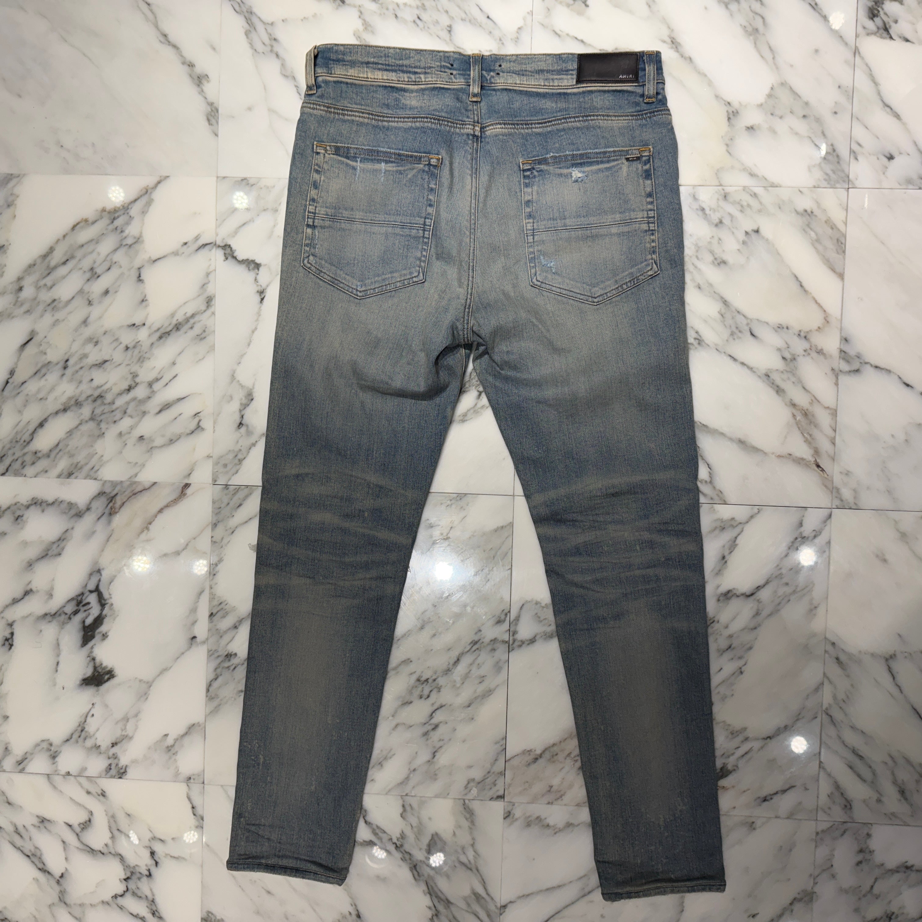 AMIRI MX-1 Distressed Washed Biker Skinny Denim Pants RN150712 Size 36