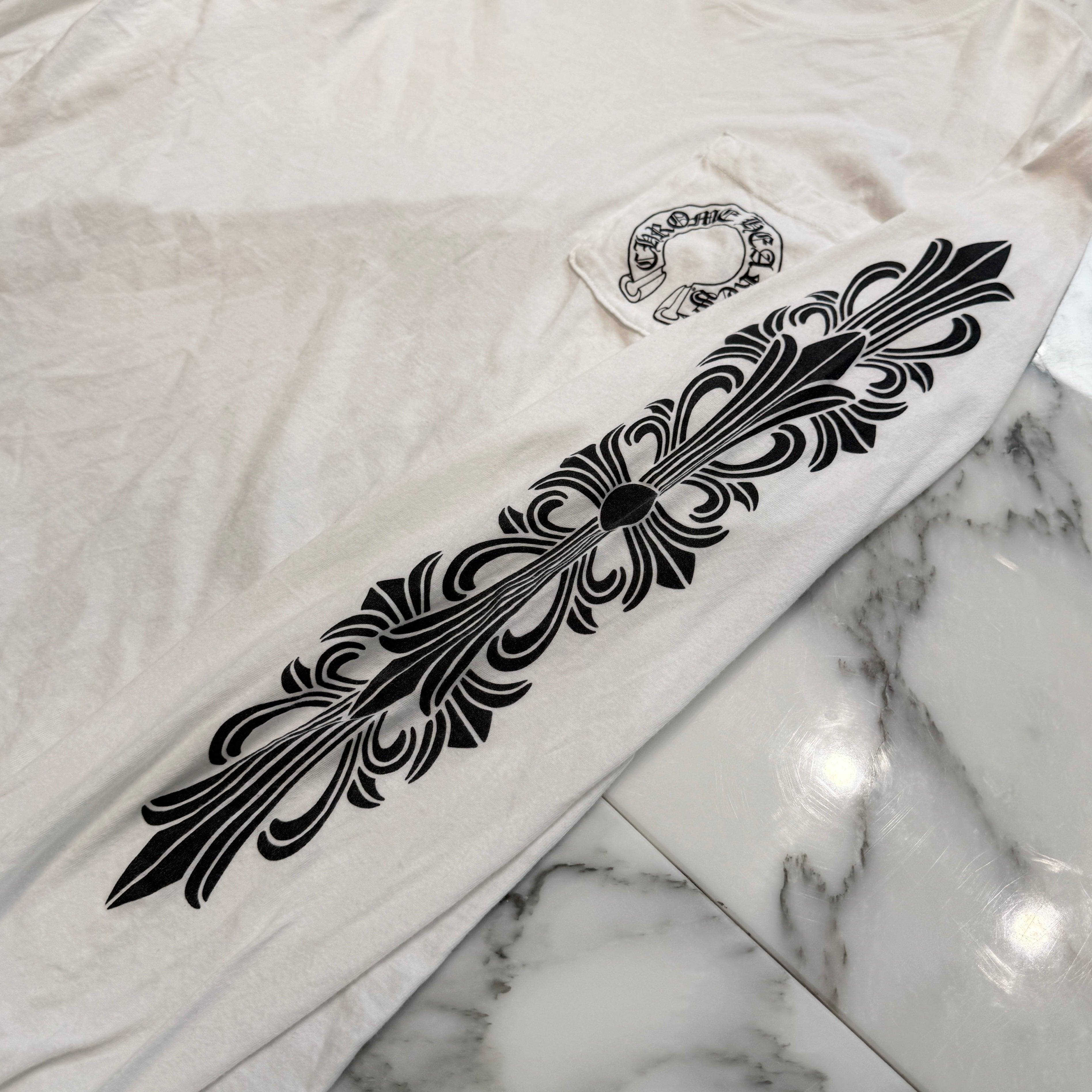 CHROME HEARTS FUCK YOU Floral Cross Horseshoe Long Sleeve Tee Size L クロムハーツ ファックユー フローラルクロス ホースシュー ロングスリーブTシャツ サイズL