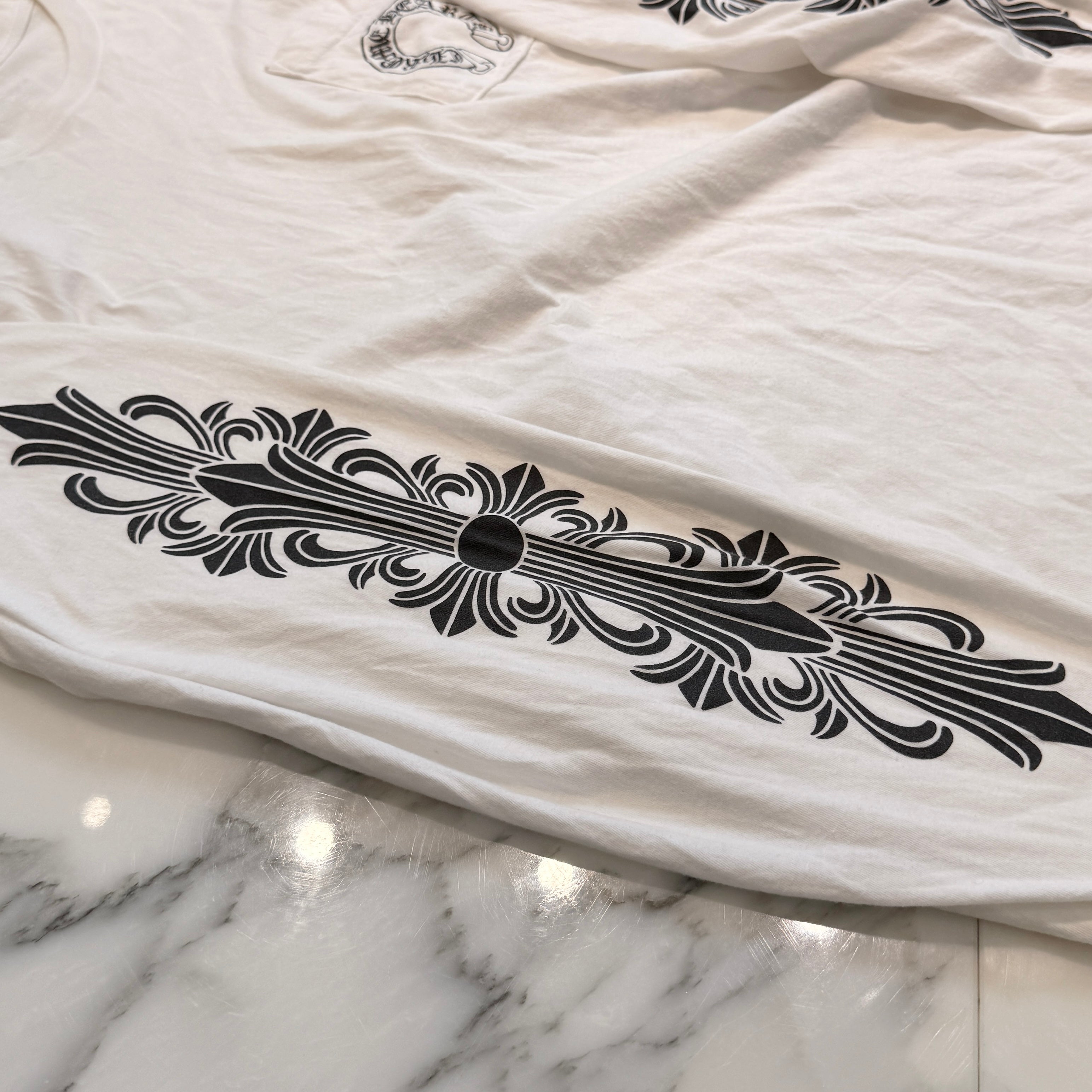 CHROME HEARTS FUCK YOU Floral Cross Horseshoe Long Sleeve Tee Size L クロムハーツ ファックユー フローラルクロス ホースシュー ロングスリーブTシャツ サイズL