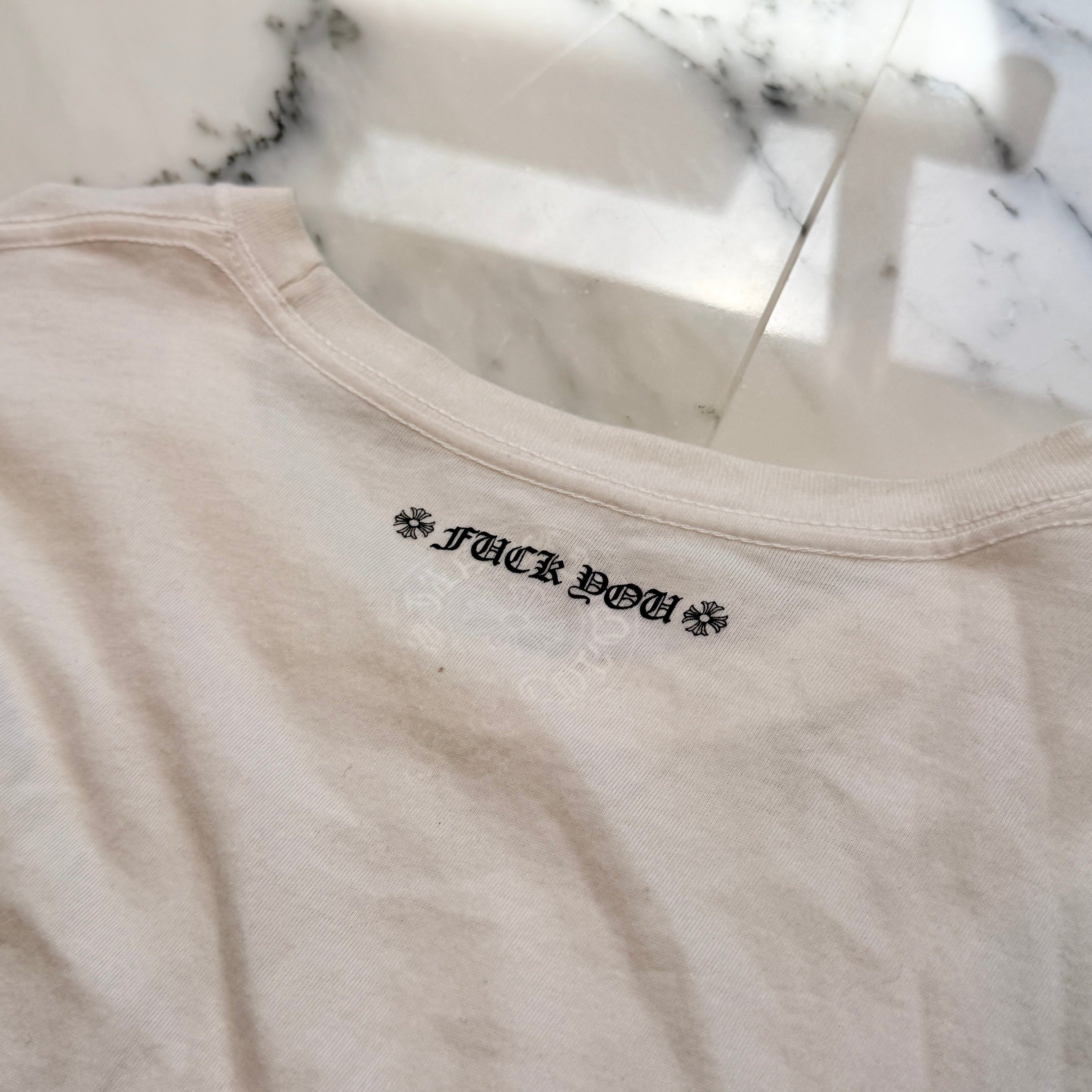 CHROME HEARTS FUCK YOU Floral Cross Horseshoe Long Sleeve Tee Size L クロムハーツ ファックユー フローラルクロス ホースシュー ロングスリーブTシャツ サイズL