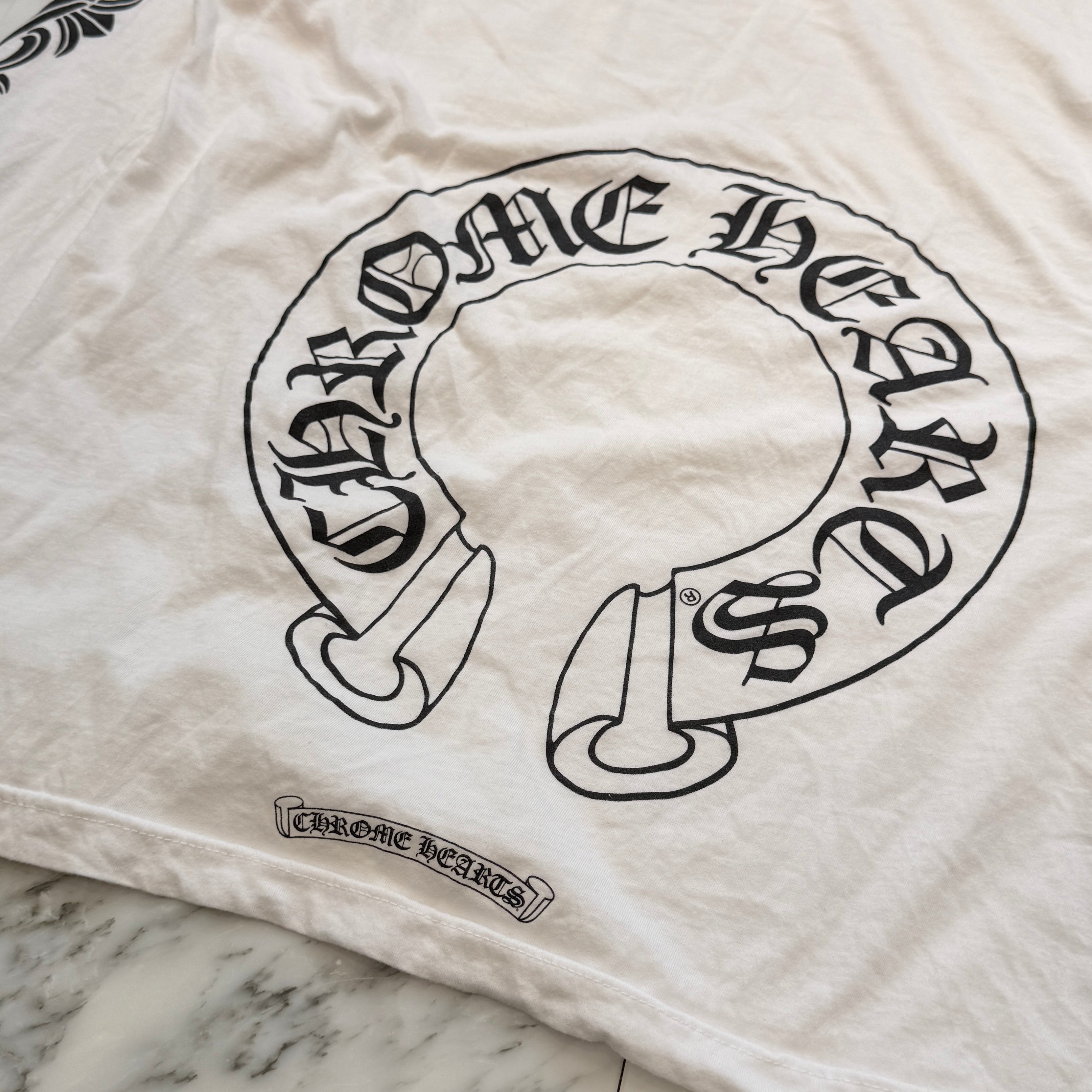 CHROME HEARTS FUCK YOU Floral Cross Horseshoe Long Sleeve Tee Size L クロムハーツ ファックユー フローラルクロス ホースシュー ロングスリーブTシャツ サイズL