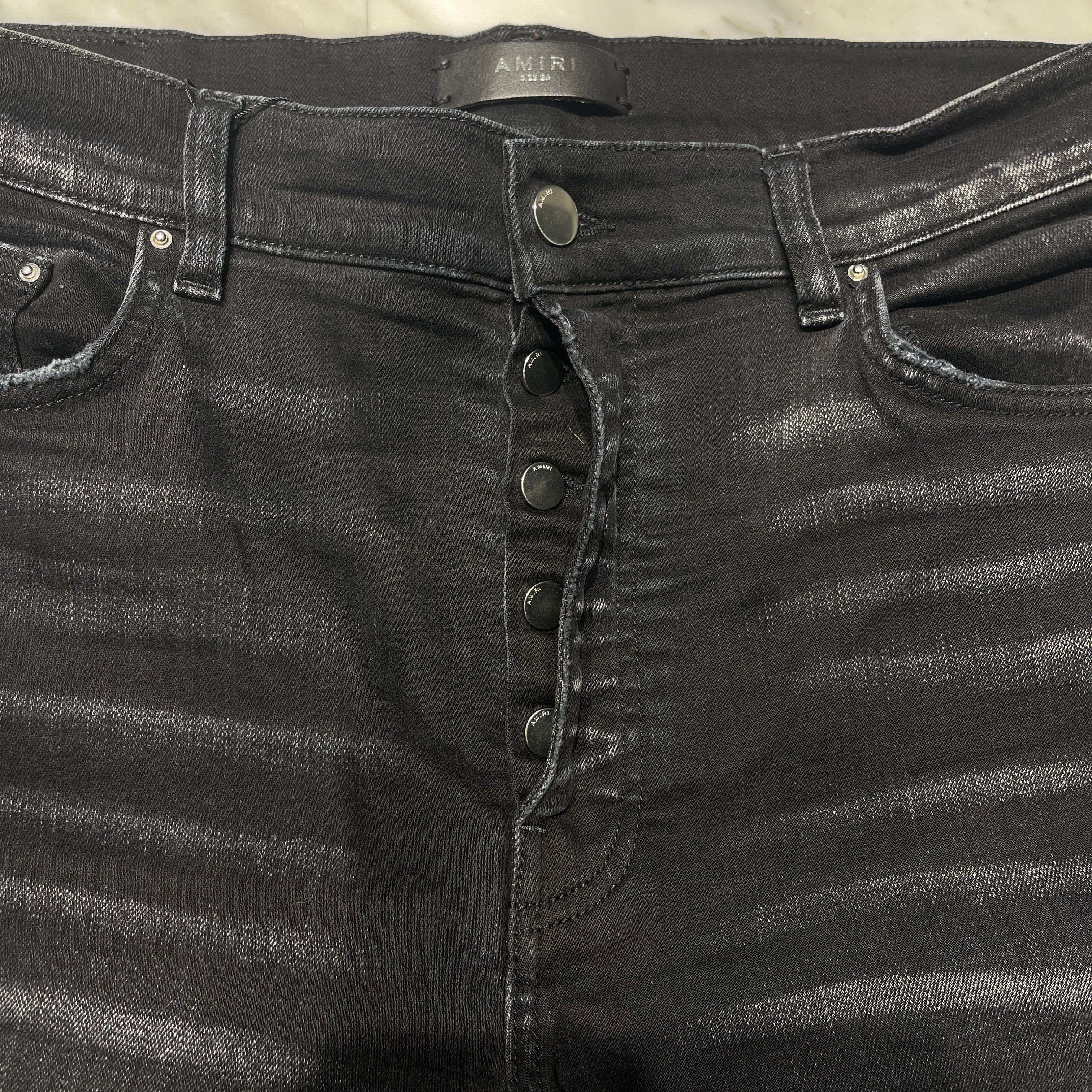 AMIRI MX-1 Slim Fit Damage Skinny Jeans Size 36
