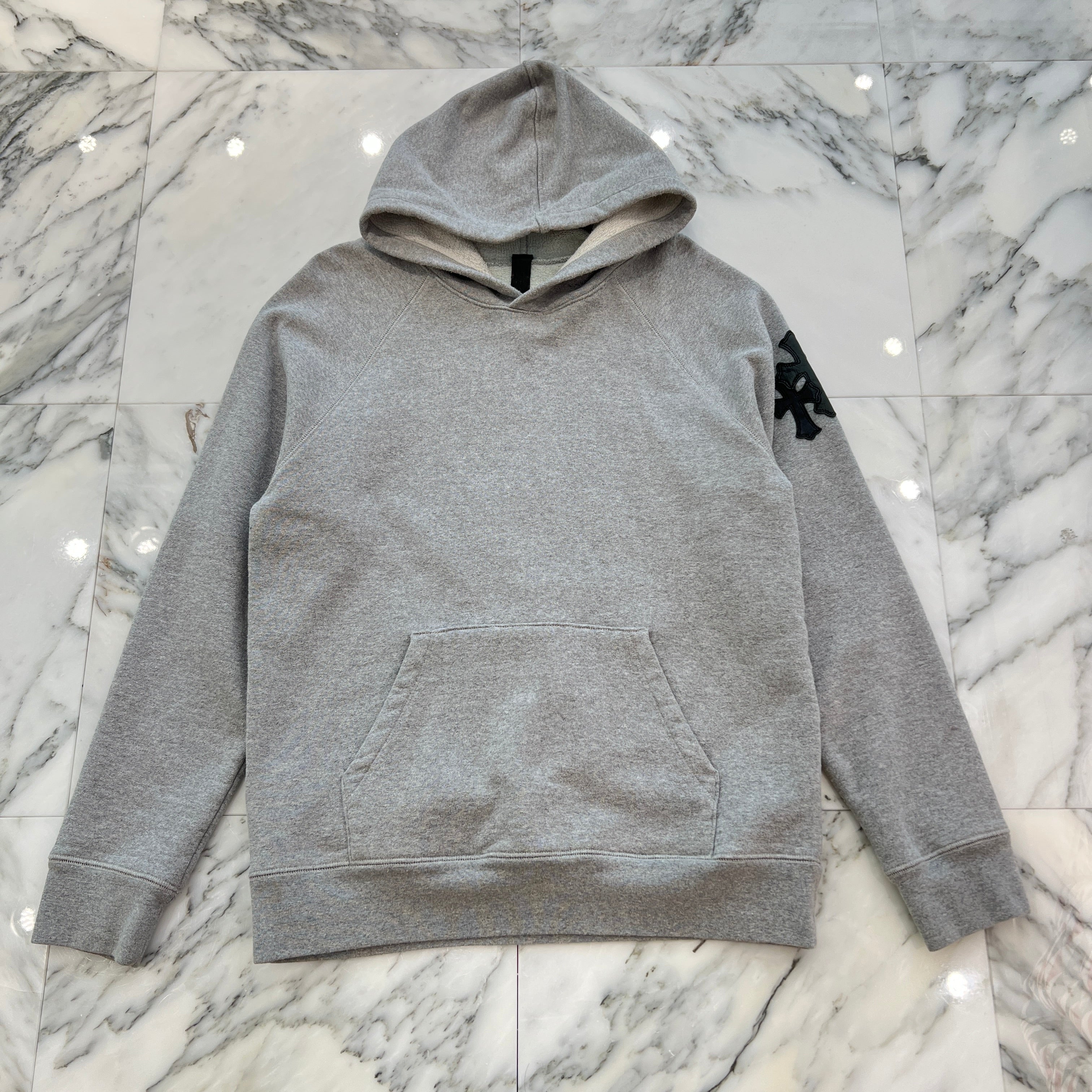 CHROME HEARTS Y NOT Triple Cross Leather Patch Pullover Hoodie Size M クロムハーツ ワイノット トリプスクロス レザーパッチ プルオーバーフーディ サイズM
