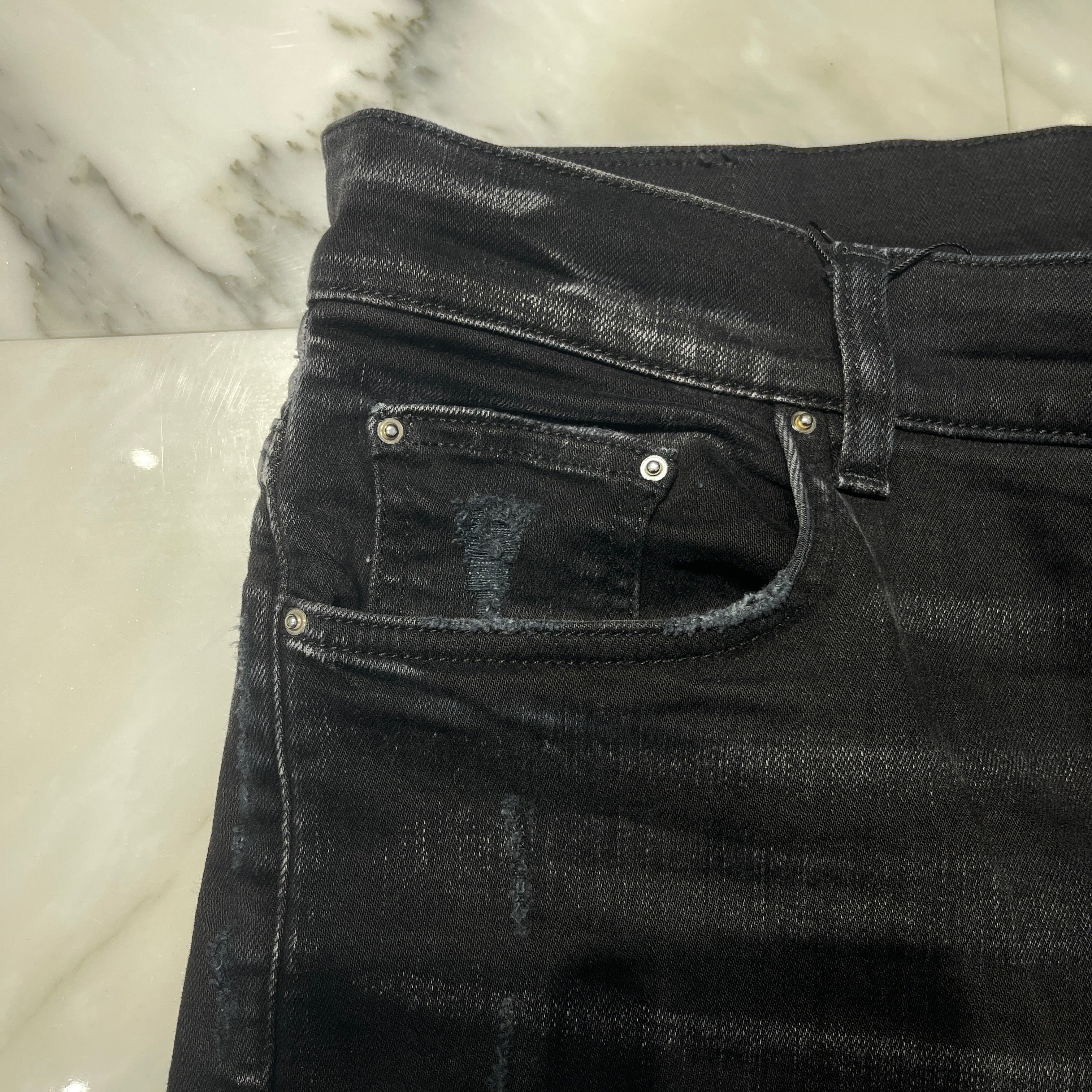 AMIRI MX-1 Slim Fit Damage Skinny Jeans Size 36