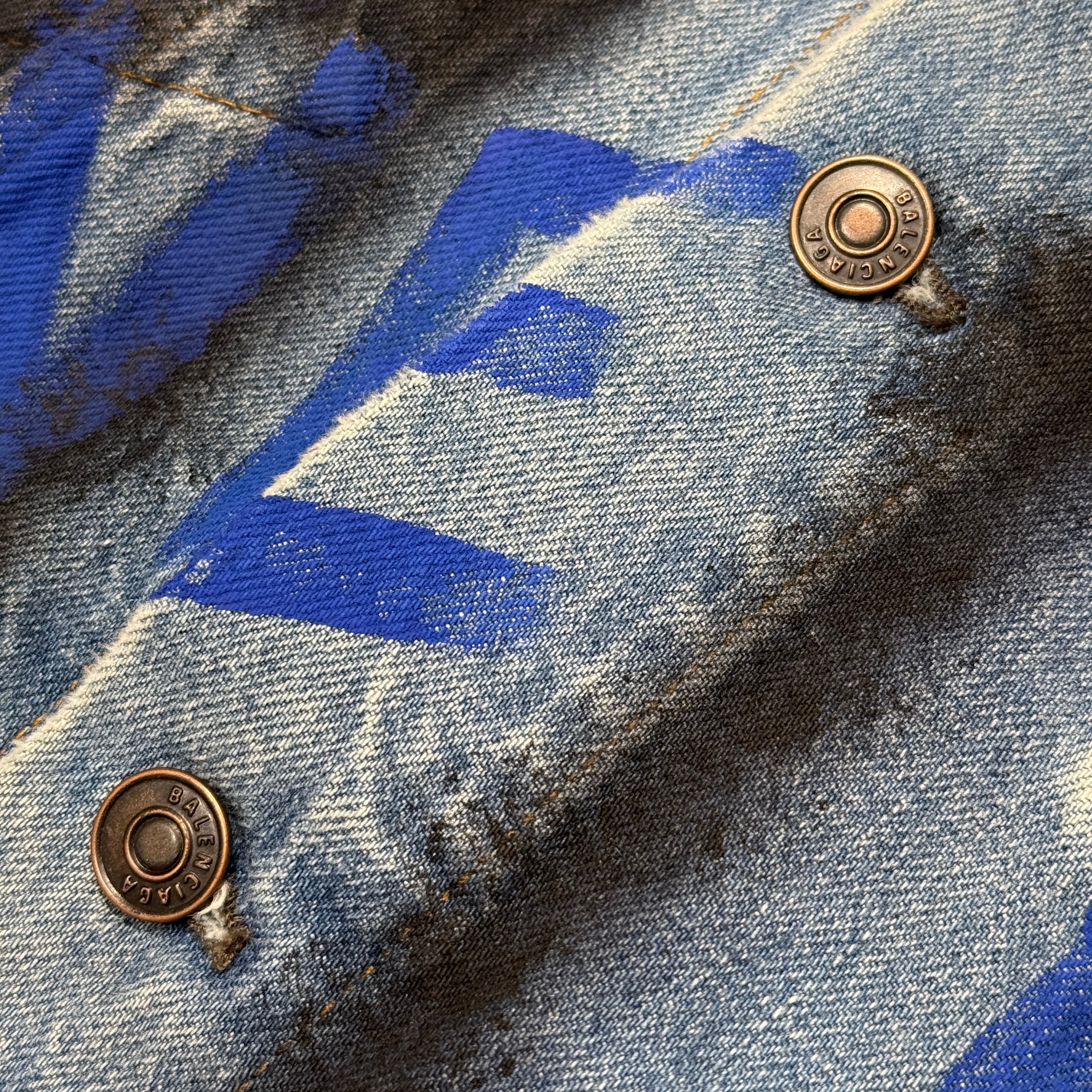 BALENCIAGA 2018AW Graffiti Paint Denim Jacket 534556 TBP33 Size 44