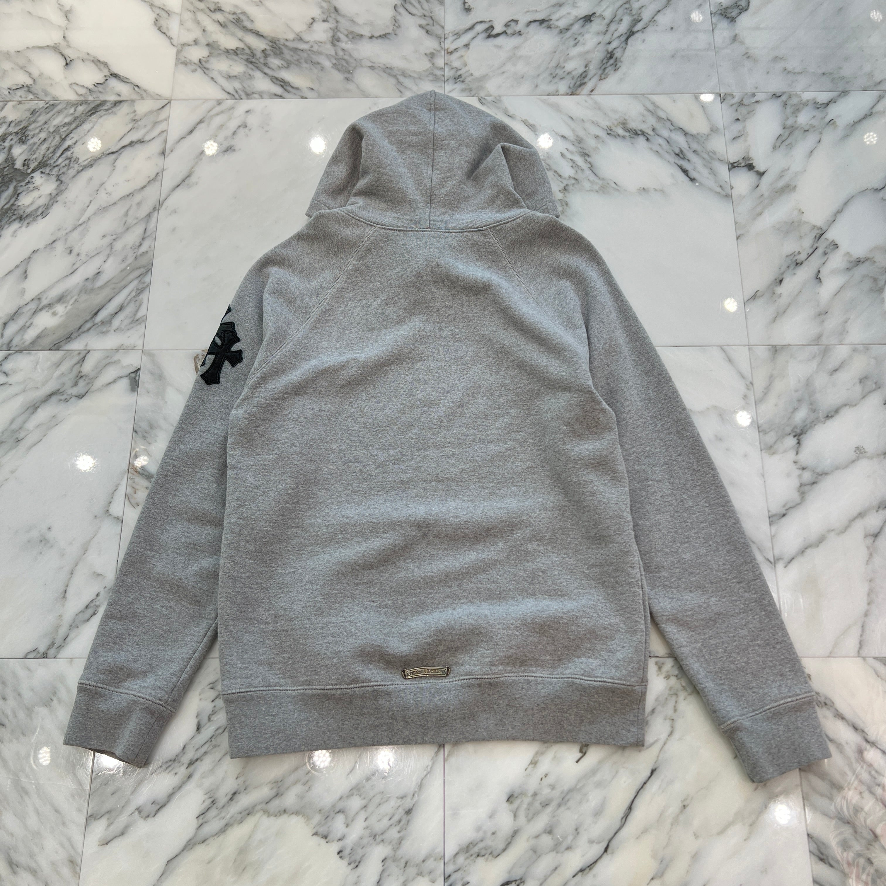 CHROME HEARTS Y NOT Triple Cross Leather Patch Pullover Hoodie Size M クロムハーツ ワイノット トリプスクロス レザーパッチ プルオーバーフーディ サイズM