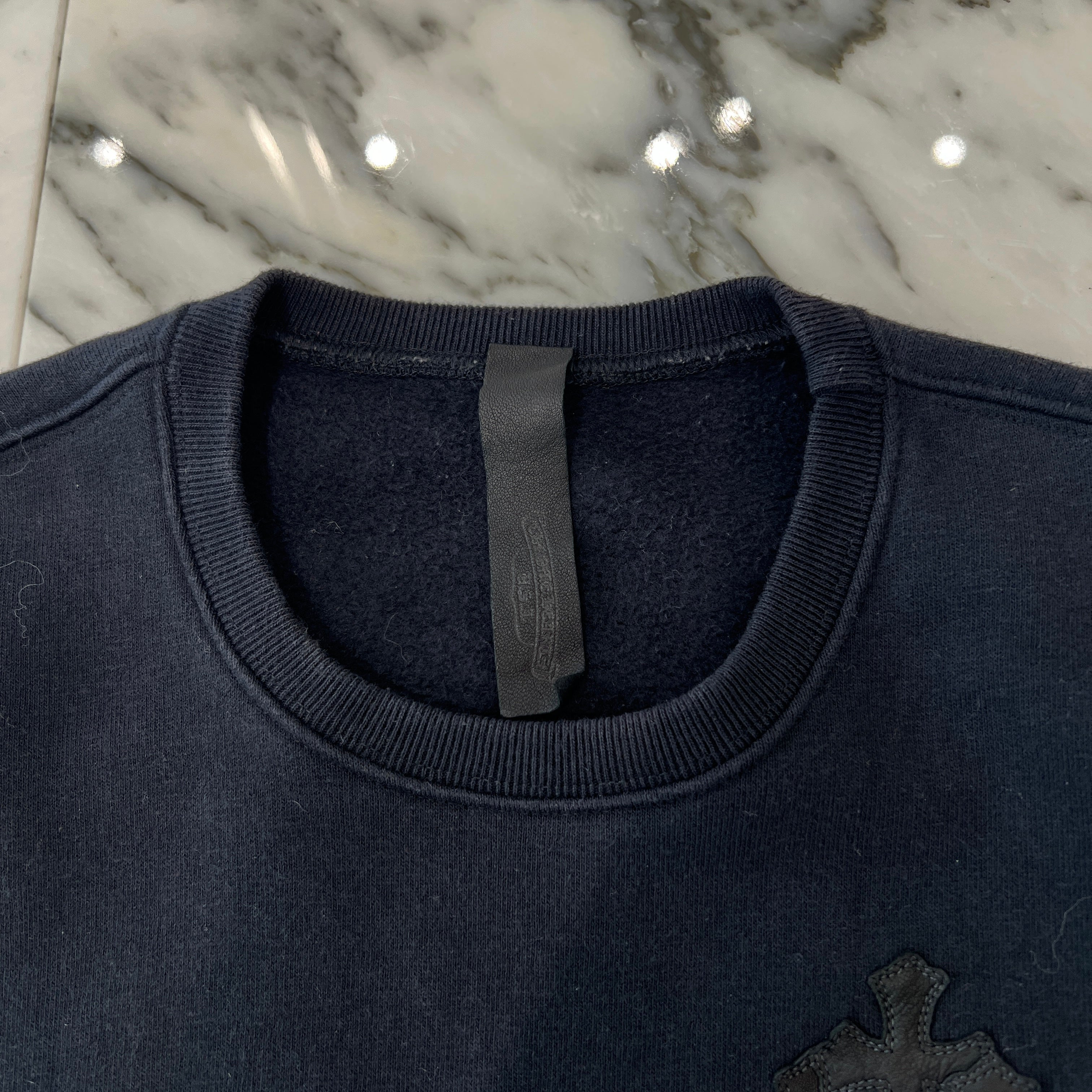 CHROME HEARTS Y NOT Cemetery Cross Leather Patch Pocket Sweat Tee Size M クロムハーツ ワイノット セメタリークロス レザーパッチ ポケット スウェット Tシャツ サイズM