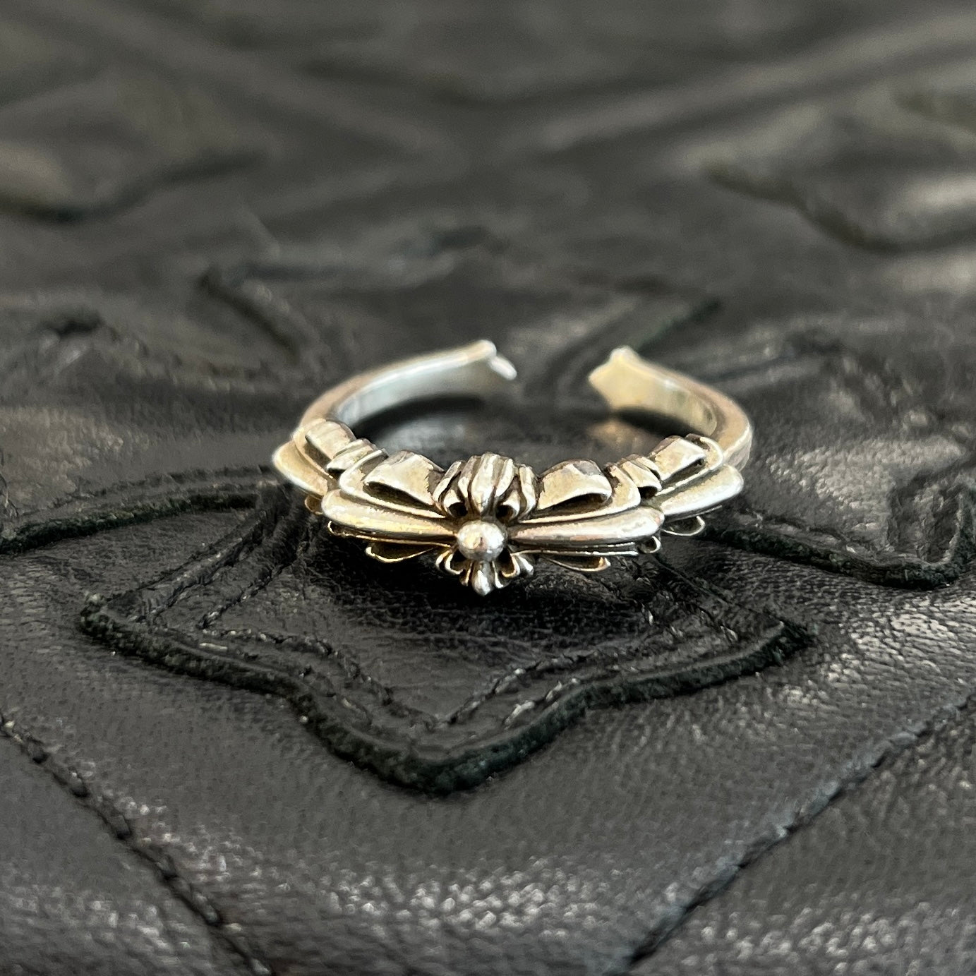 CHROME HEARTS Baby Classic Double Floral Cross Ring Size 22号 クロムハーツ ベイビークラシック ダブルフローラルクロス リング サイズ22号