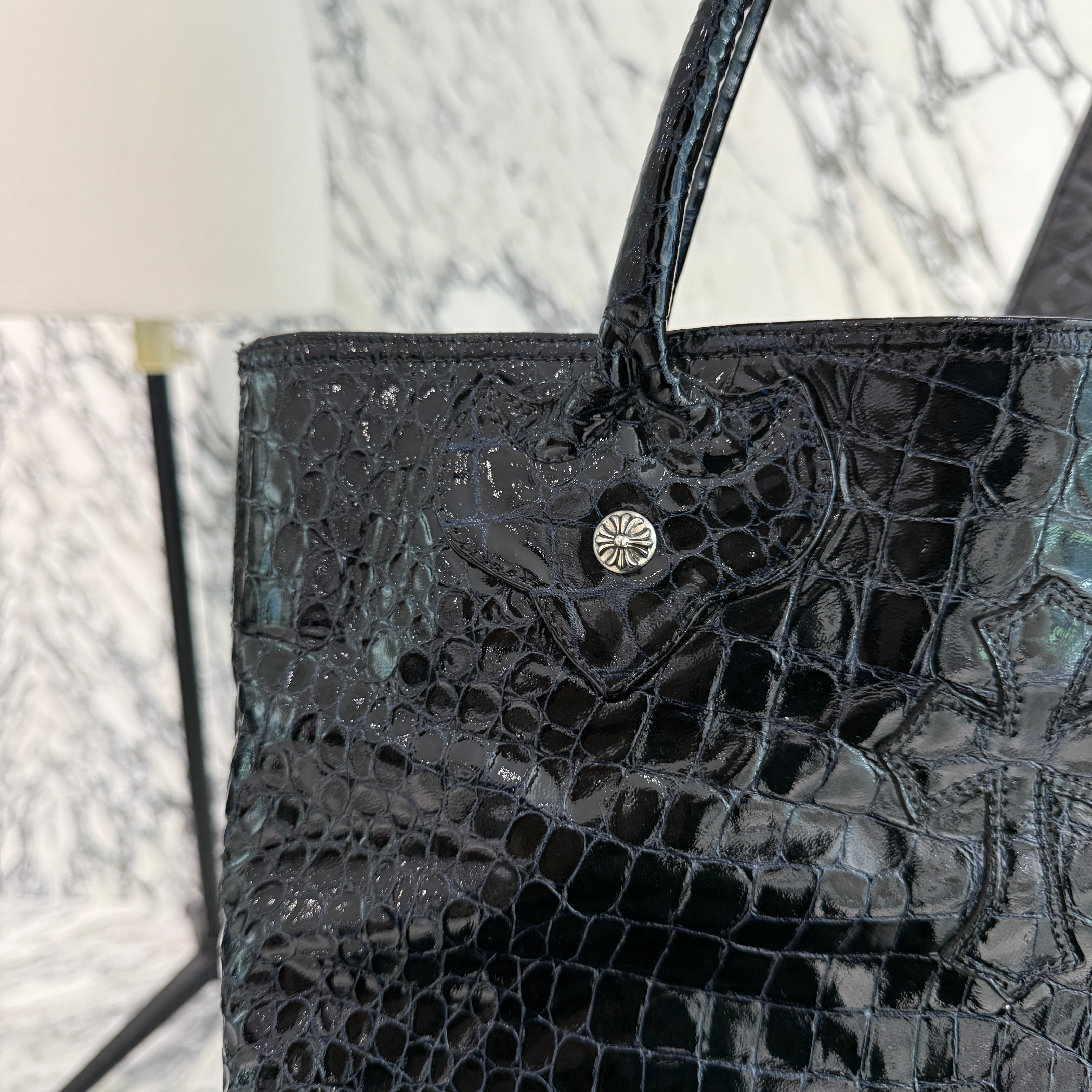 CHROME HEARTS FS Alligator Patent Leather Cross Patch Tote Bag クロムハーツ FS アリゲーター パテントレザー クロスパッチ トートバッグ