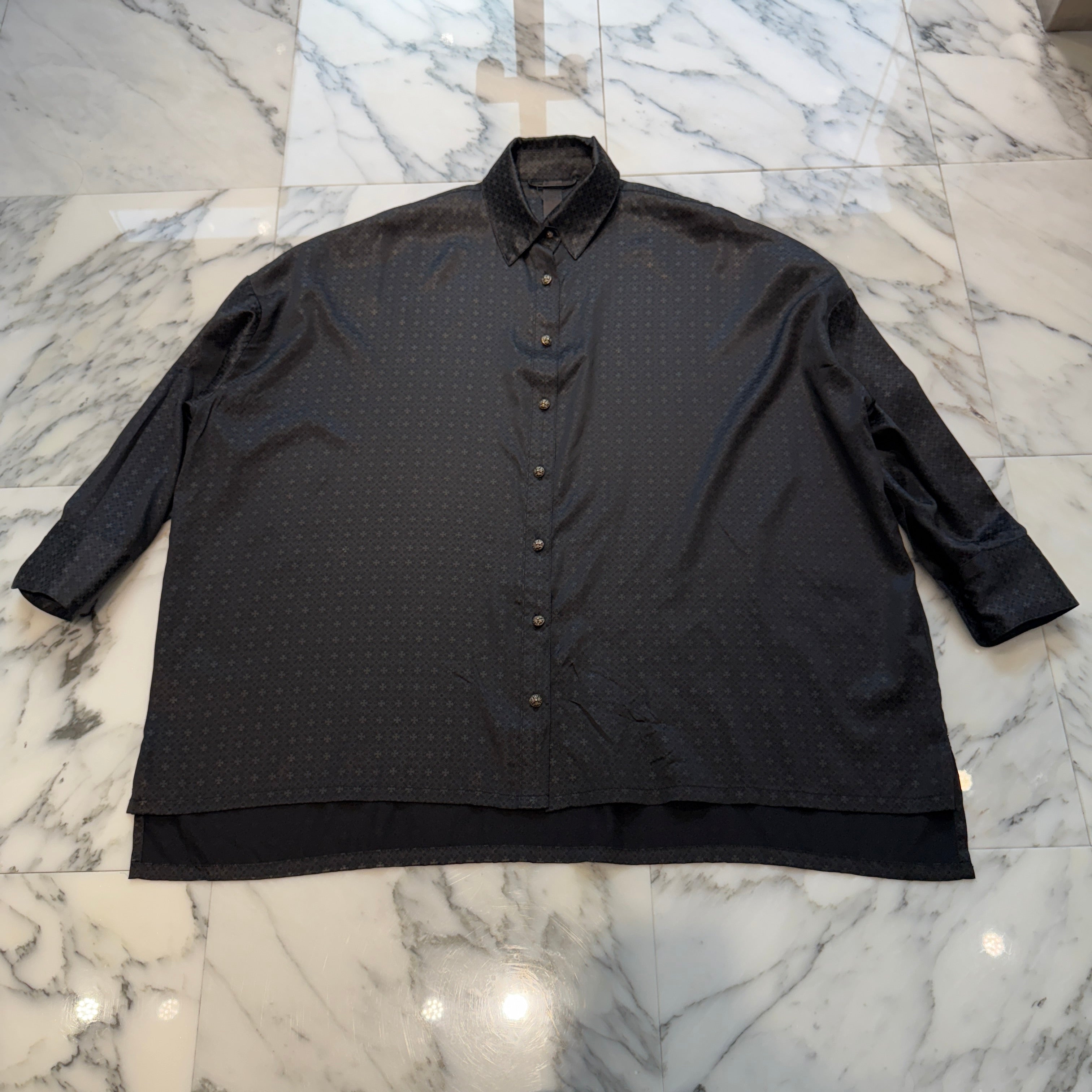 CHROME HEARTS YNOT Mahal Kita CH Plus Pattern Silk Shirt Size S クロムハーツ ワイノット マハルキタ CHプラス柄 シルクシャツ サイズS