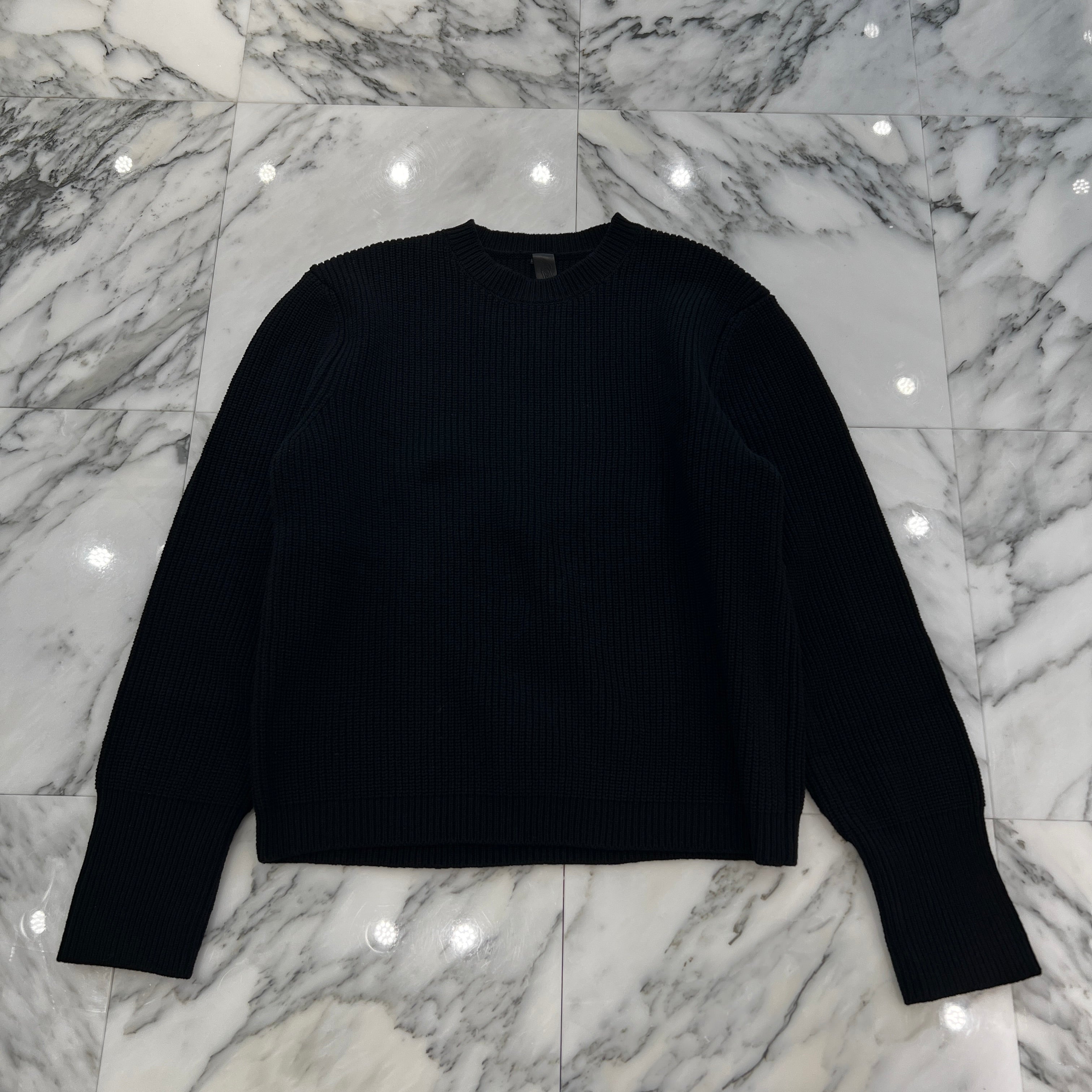 Chrome Hearts クロムハーツ レザーパッチ ニット CHROME HEARTS (クロムハーツ) ブラックレザークロスパッチカシミア