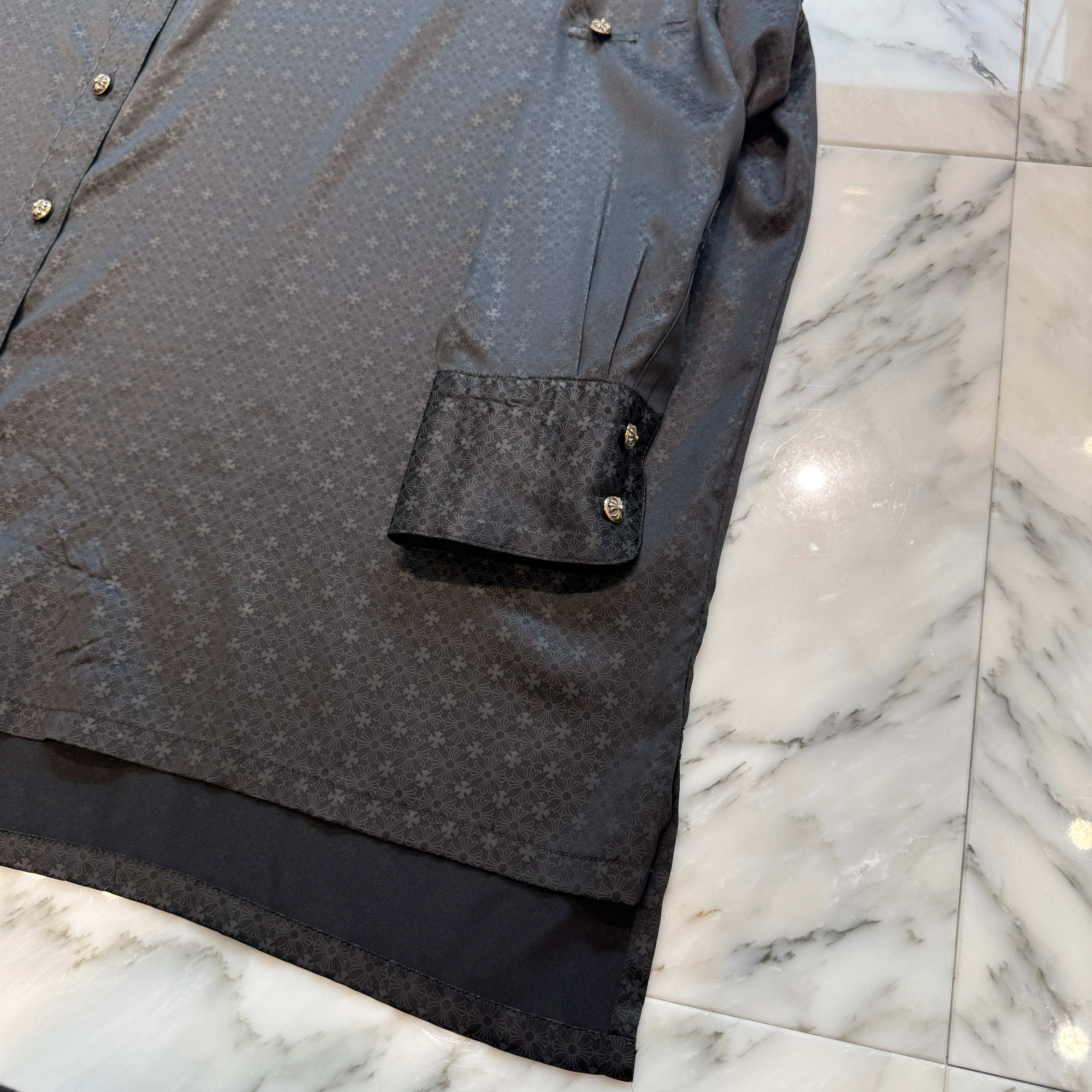 CHROME HEARTS YNOT Mahal Kita CH Plus Pattern Silk Shirt Size S クロムハーツ ワイノット マハルキタ CHプラス柄 シルクシャツ サイズS