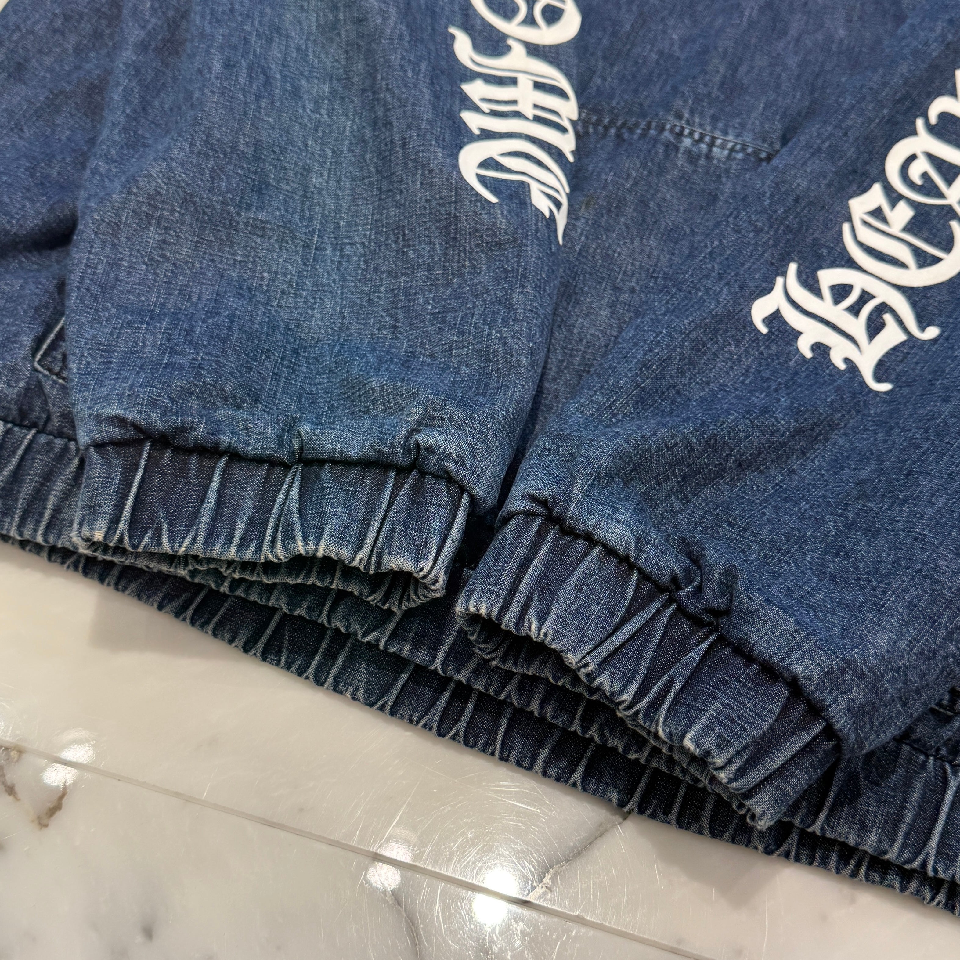 CHROME HEARTS 2024AW Leather Cemetery Triple Cross Denim Anorak Jacket Size XL クロムハーツ レザーセメタリートリプルクロス デニム アノラック ジャケット サイズXL