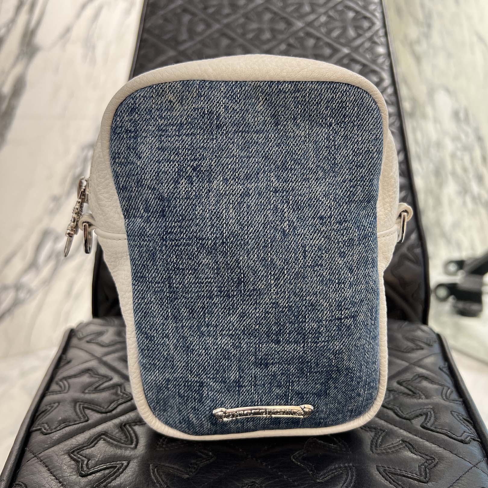 CHROME HEARTS TAKAMINI 3 Cemetery Cross Patch Denim Shoulder Bag クロムハーツ タカミニ 3セメタリークロスパッチデニムショルダーバッグ