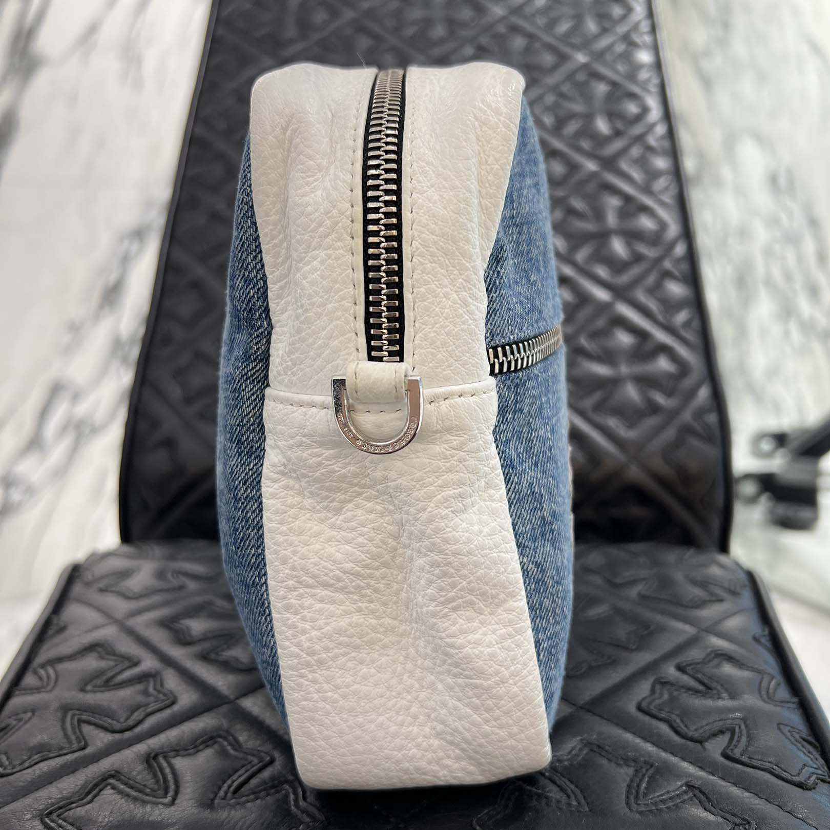 CHROME HEARTS TAKAMINI 3 Cemetery Cross Patch Denim Shoulder Bag クロムハーツ タカミニ 3セメタリークロスパッチデニムショルダーバッグ