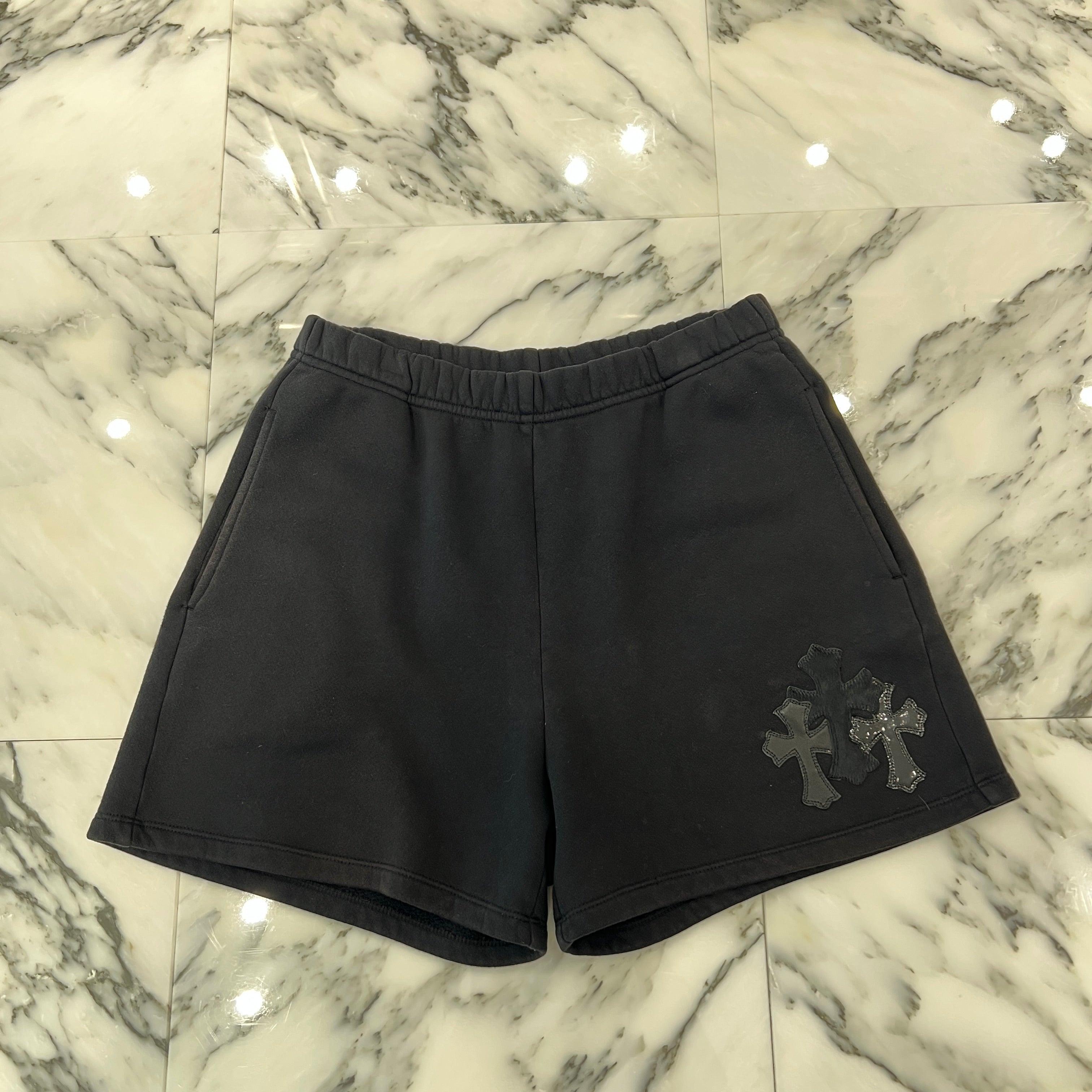 CHROME HEARTS Y NOT 3 Cemetery Cross Patch Sweat Shorts Size S クロムハーツ ワイノット 3セメタリークロスパッチ スウェットショーツ サイズS