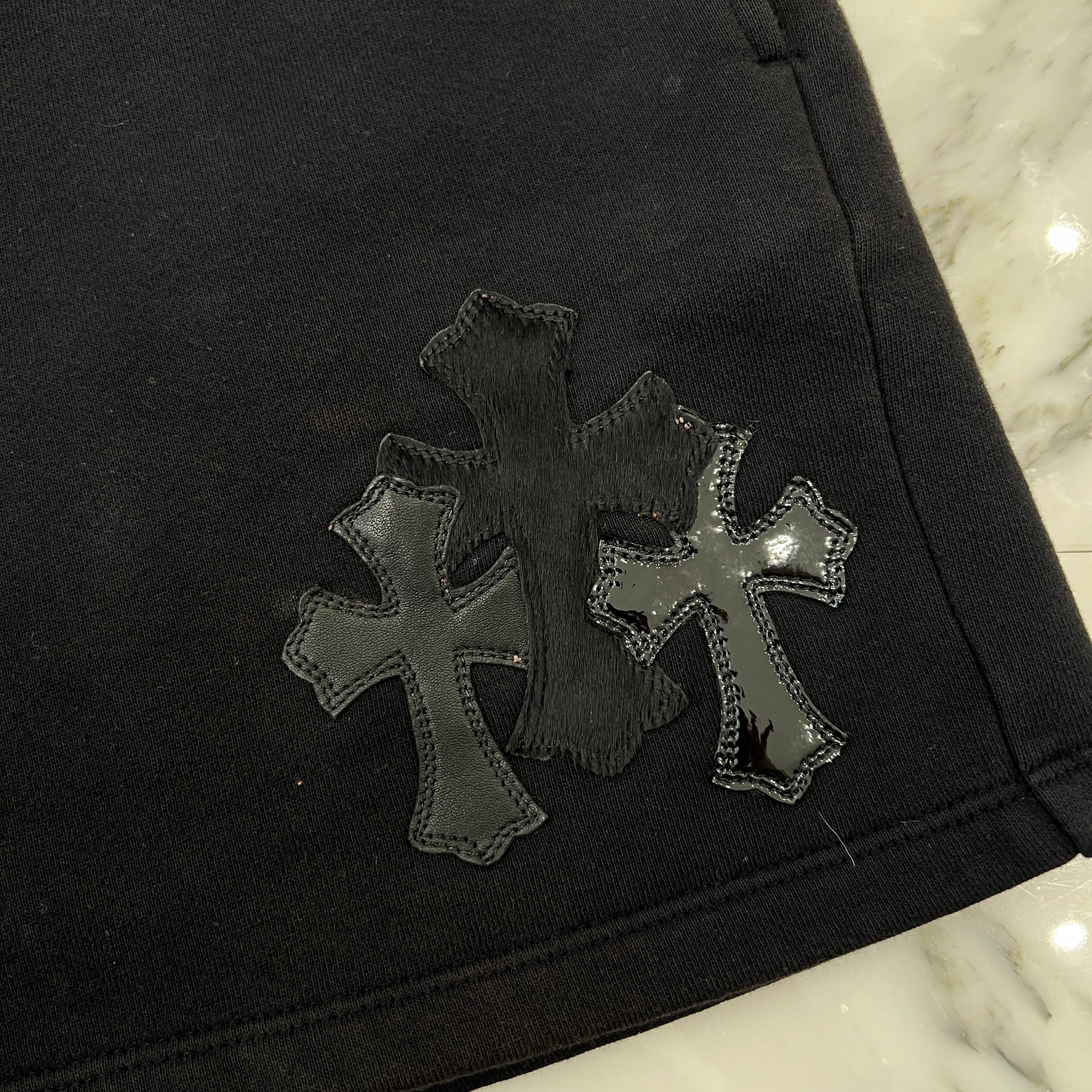 CHROME HEARTS Y NOT 3 Cemetery Cross Patch Sweat Shorts Size S クロムハーツ ワイノット 3セメタリークロスパッチ スウェットショーツ サイズS