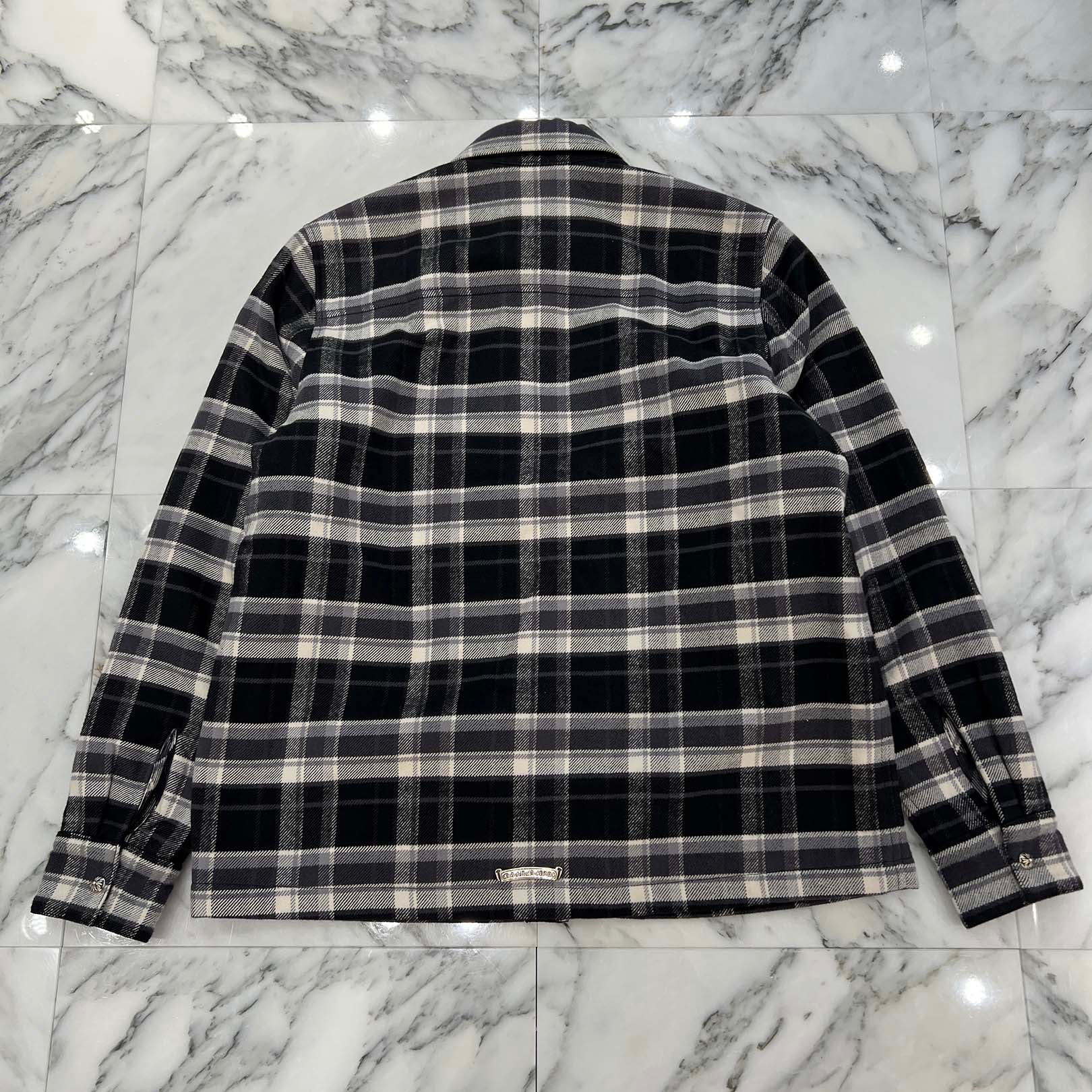 CHROME HEARTS Y NOT Cross Ball Button Check Shirt Jacket Size M クロムハーツ ワイノット クロスボールボタン チェック シャツ ジャケット サイズM