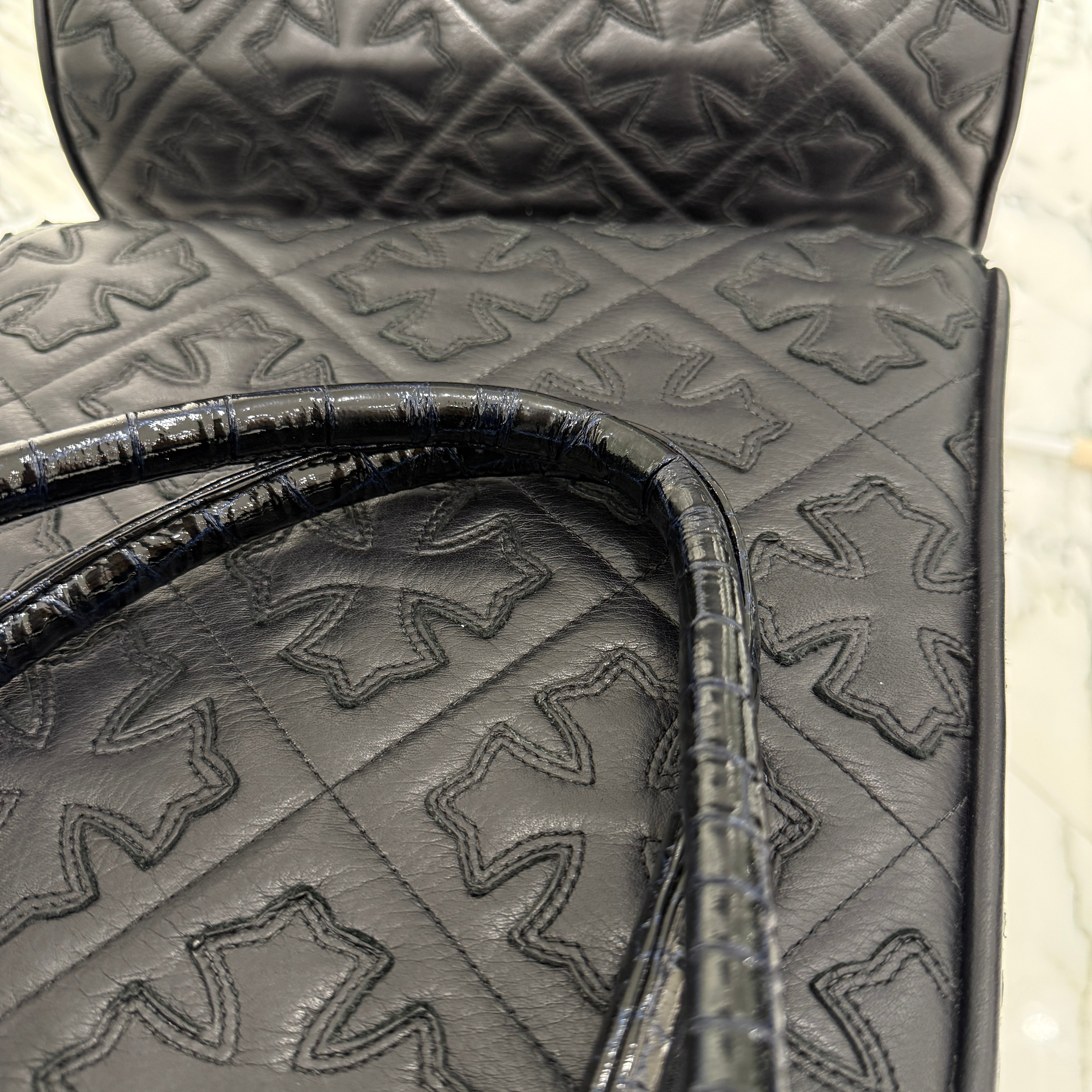 CHROME HEARTS FS Alligator Patent Leather Cross Patch Tote Bag クロムハーツ FS アリゲーター パテントレザー クロスパッチ トートバッグ