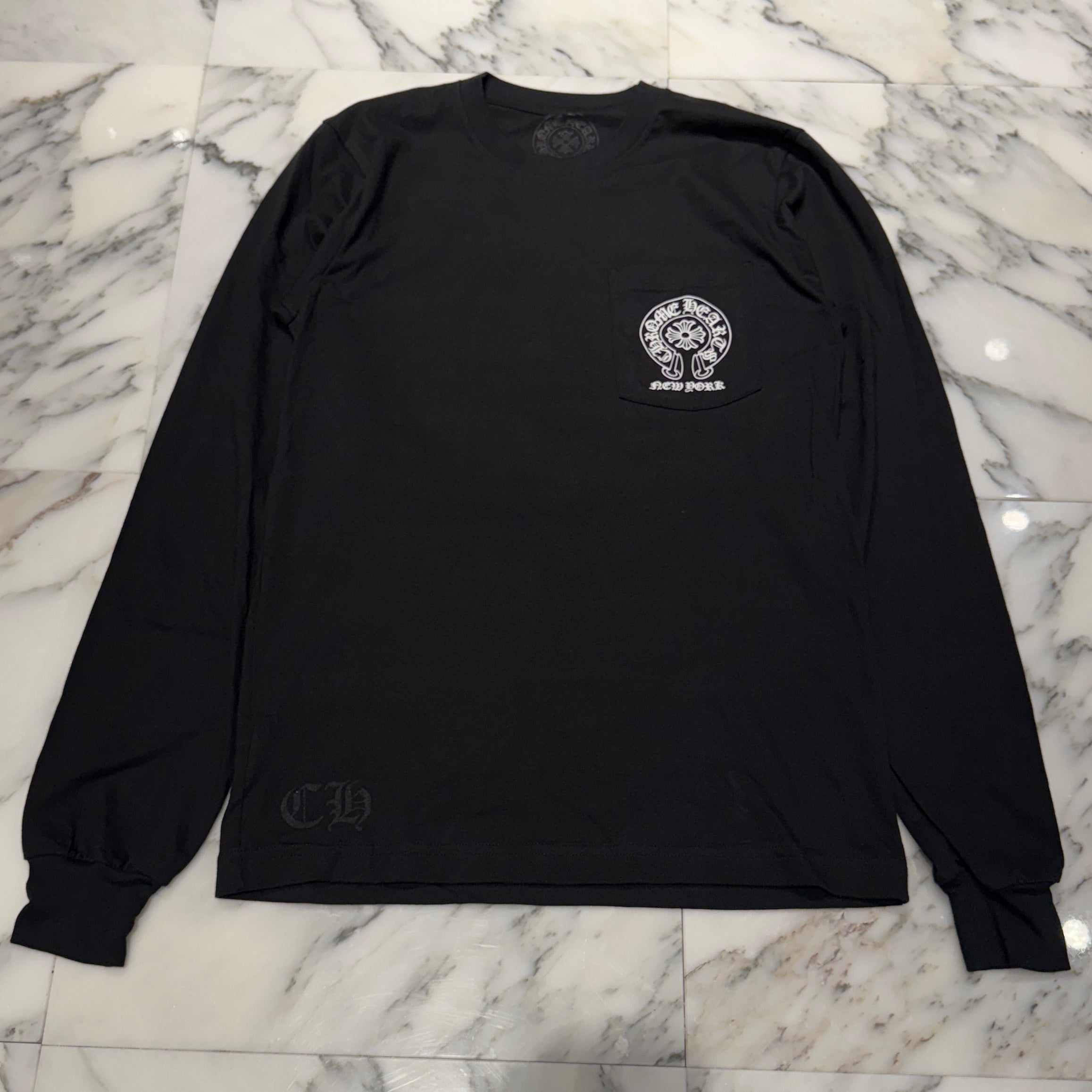 CHROME HEARTS NEW YORK Limited Floral Cross Horseshoe Long Sleeve Tee Size M クロムハーツ ニューヨーク限定 フローラルクロス ホースシュー ロングスリーブTシャツ サイズM