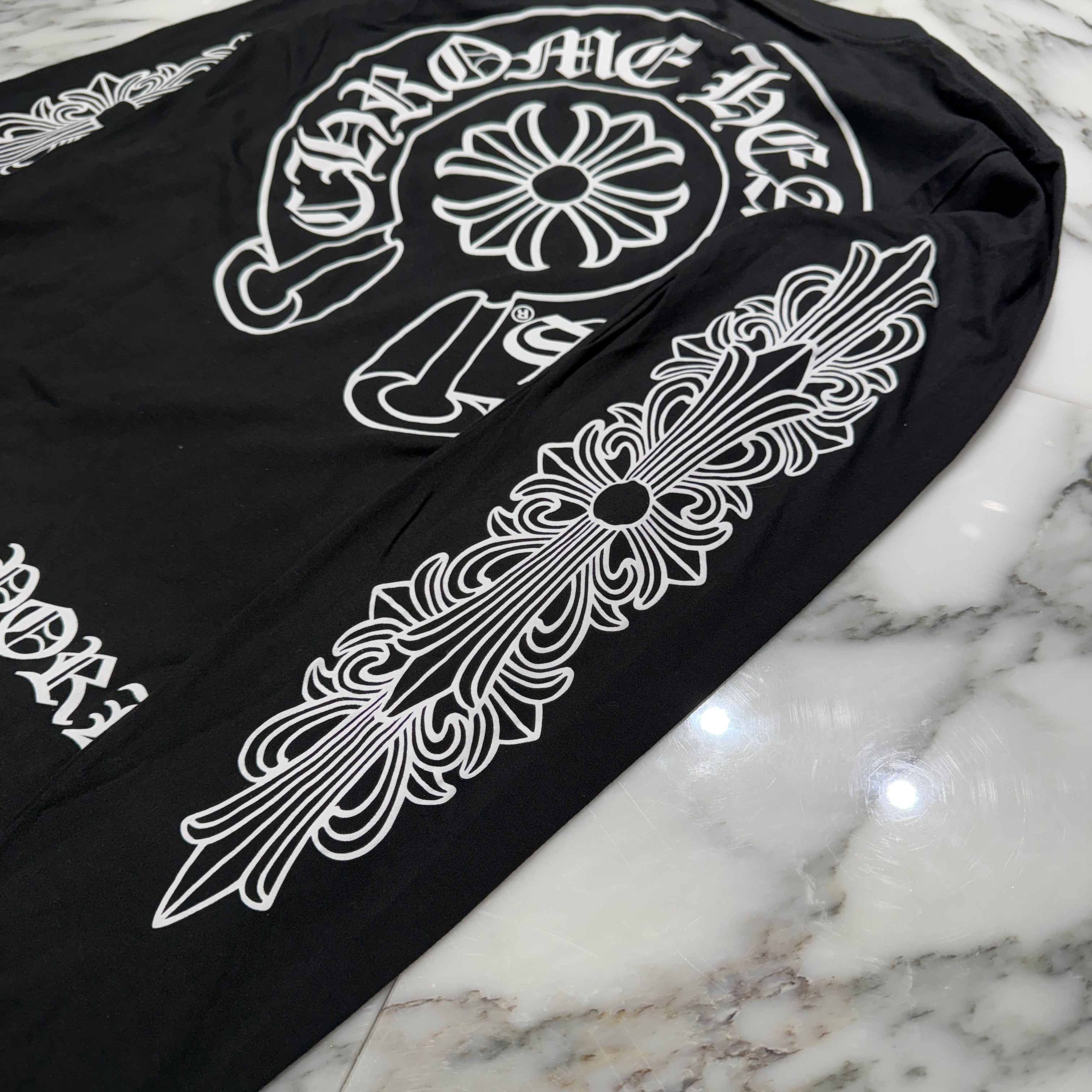 CHROME HEARTS NEW YORK Limited Floral Cross Horseshoe Long Sleeve Tee Size M クロムハーツ ニューヨーク限定 フローラルクロス ホースシュー ロングスリーブTシャツ サイズM