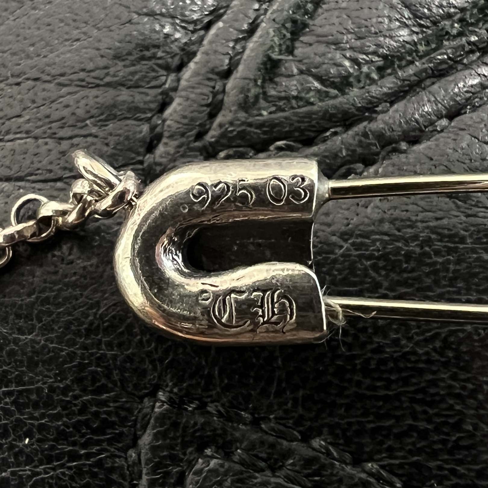 CHROME HEARTS Safety Pin Pendant Top Roll Chain Necklace Size 16