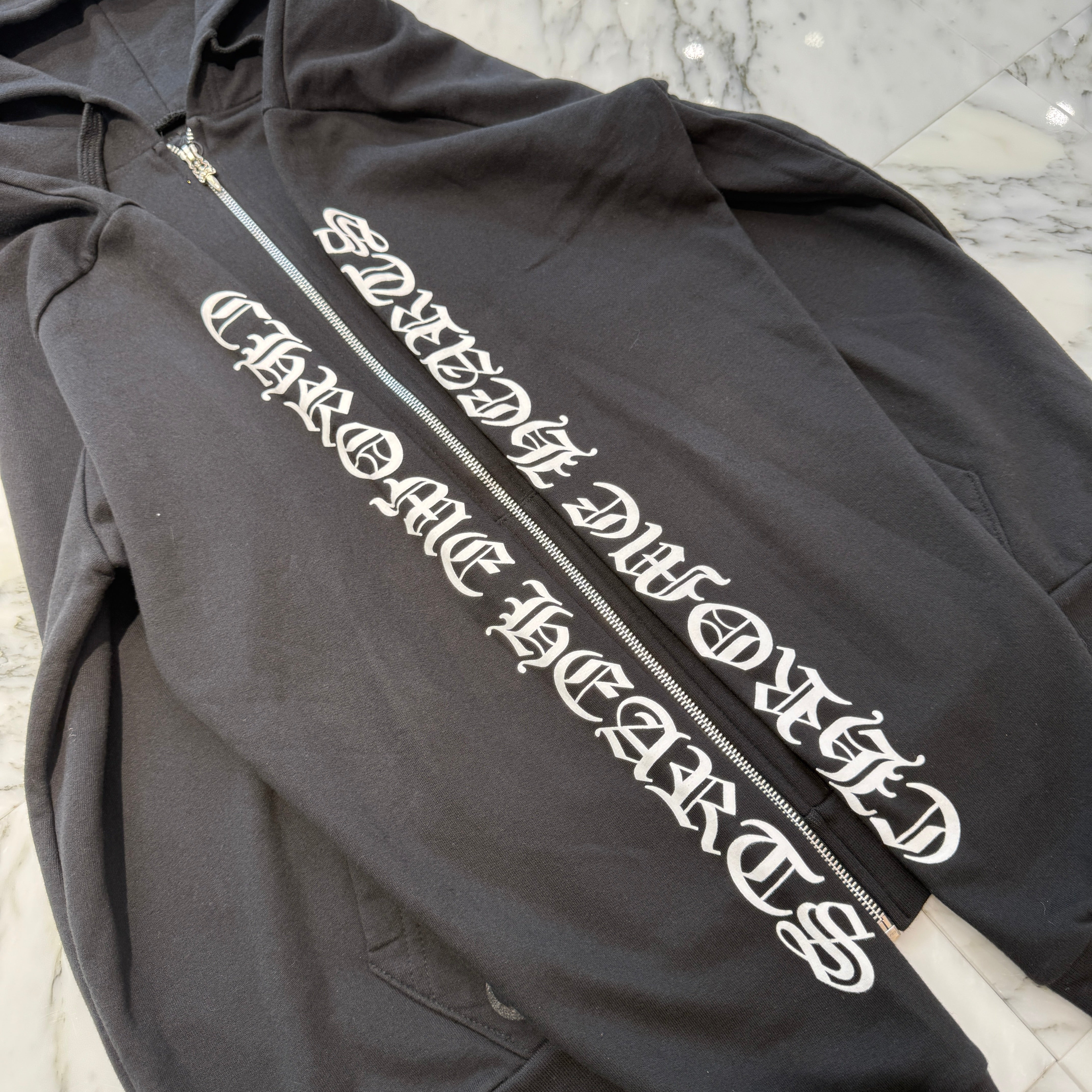 CHROME HEARTS FUCK YOU Back Scroll Label Logo Zip Up Hoodie Size L クロムハーツ ファックユー バックスクロールラベルロゴジップアップフーディ サイズL