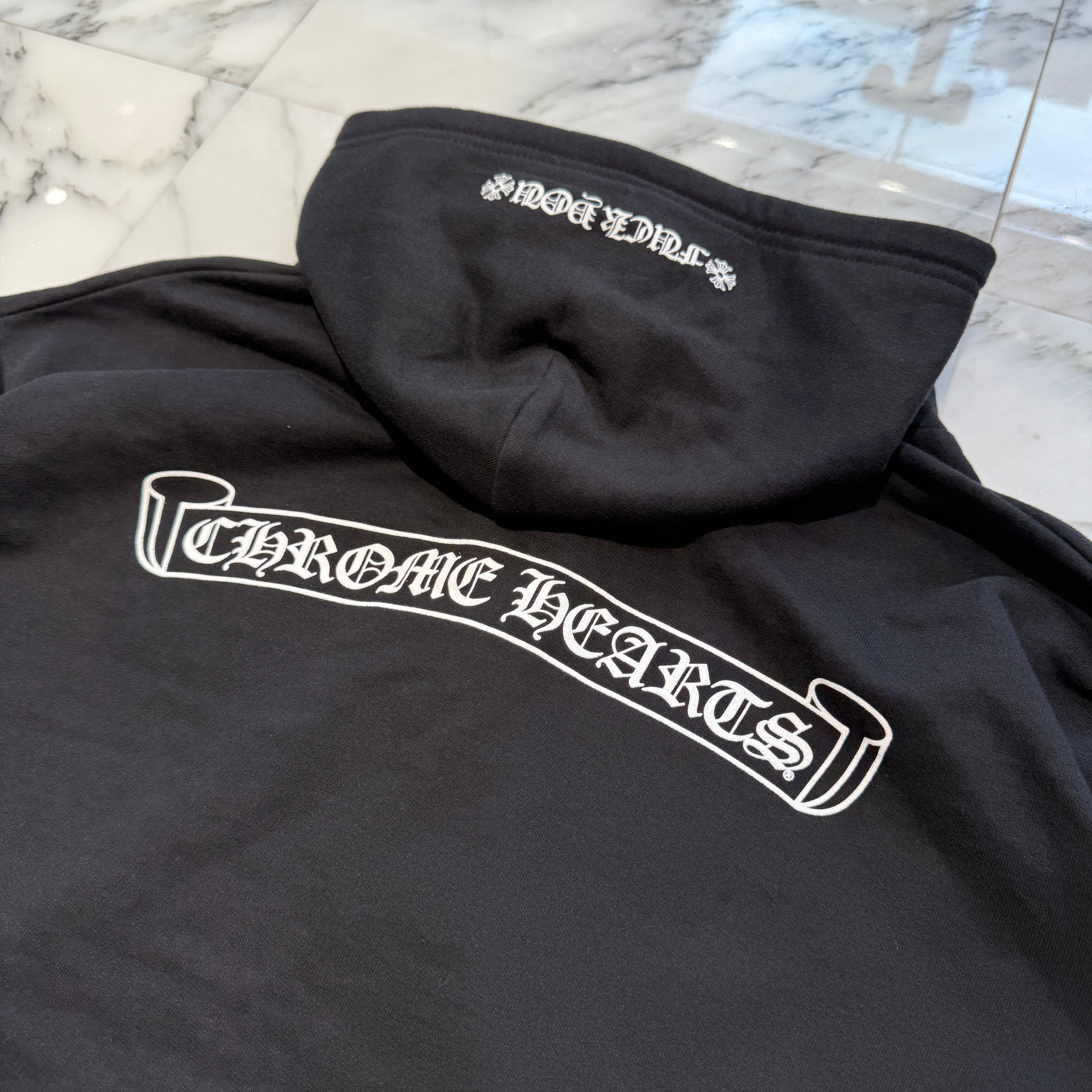CHROME HEARTS FUCK YOU Back Scroll Label Logo Zip Up Hoodie Size L クロムハーツ ファックユー バックスクロールラベルロゴジップアップフーディ サイズL