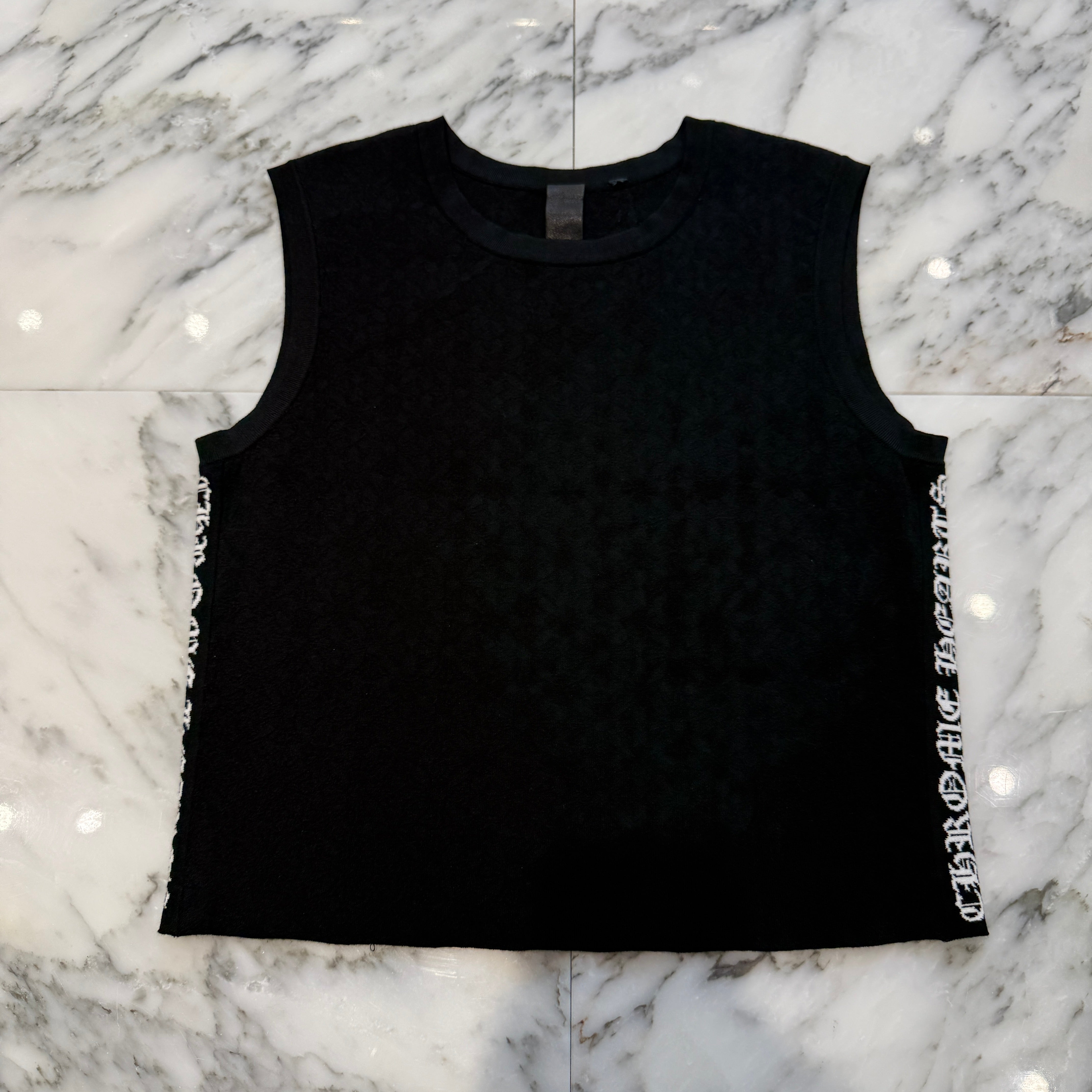 CHROME HEARTS Y Not CH Plus Pattern Side Logo Sleeveless Tee Size S クロムハーツ ワイノット CHプラス総柄 サイドロゴ ノースリーブTシャツ サイズS