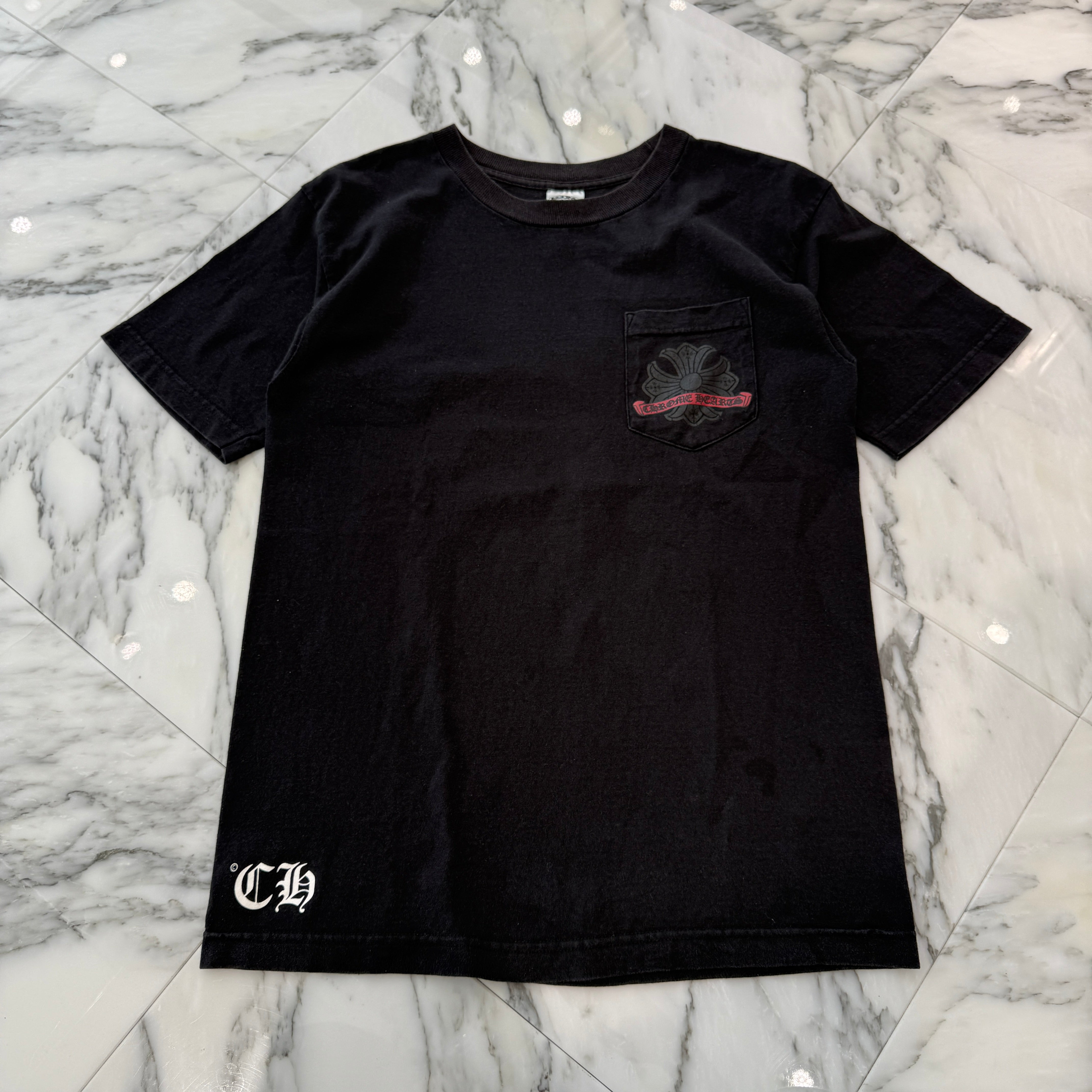 CHROME HEARTS CH Plus Scroll Red Horseshoe Tee Size M クロムハーツ