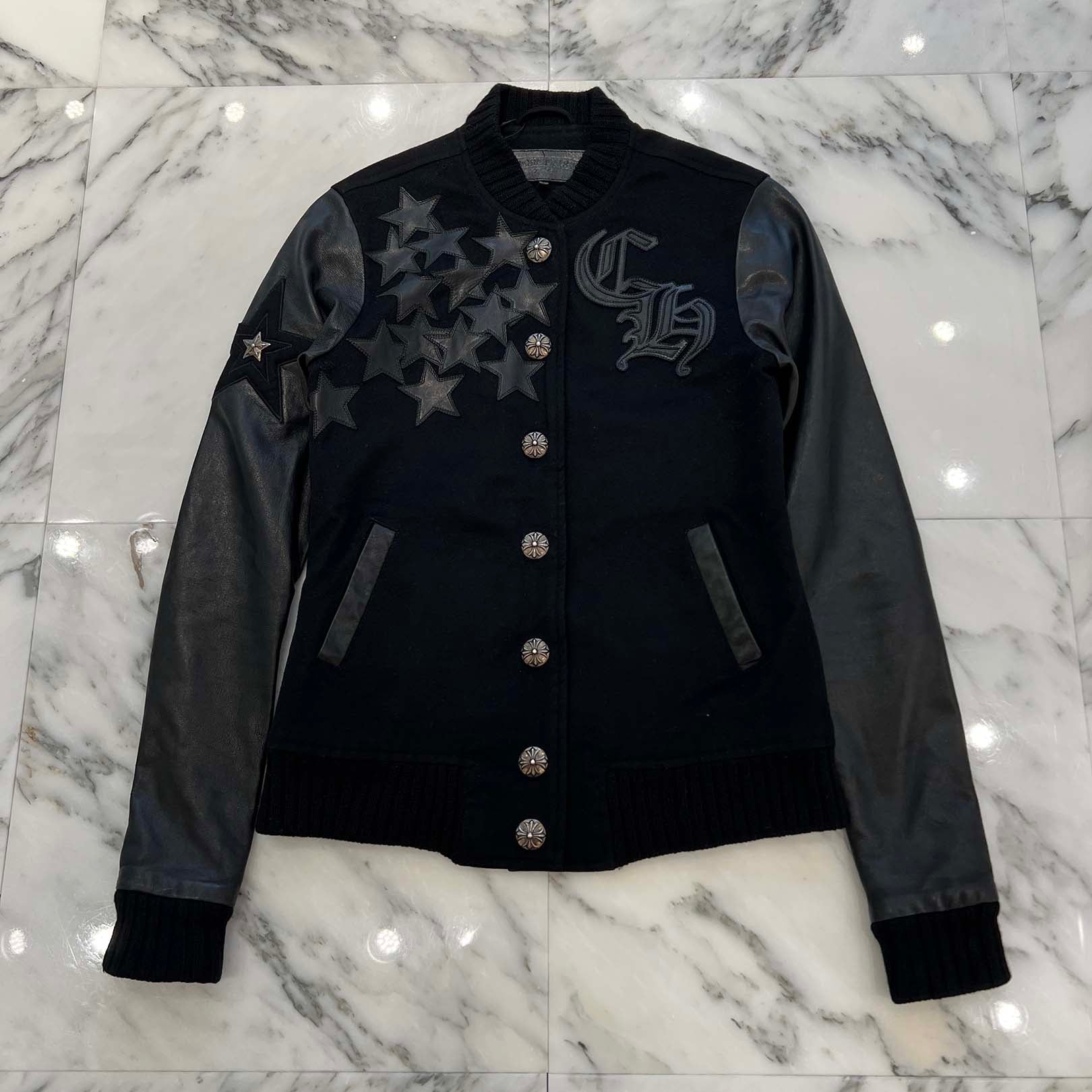 CHROME HEARTS LETTERMAN Star Leather Patch Blouson Jacket Size S クロムハーツ レターマン スターレザーパッチ ブルゾンジャケット サイズS