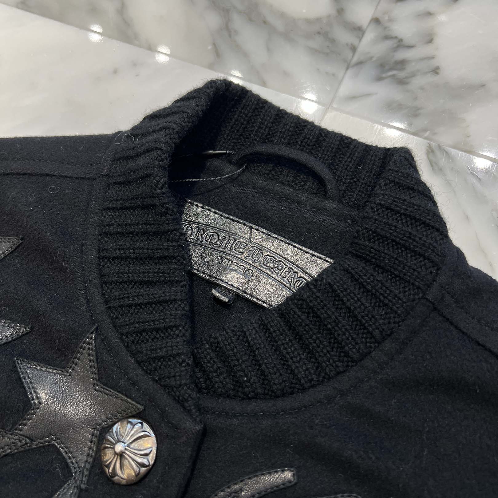 CHROME HEARTS LETTERMAN Star Leather Patch Blouson Jacket Size S クロムハーツ レターマン スターレザーパッチ ブルゾンジャケット サイズS