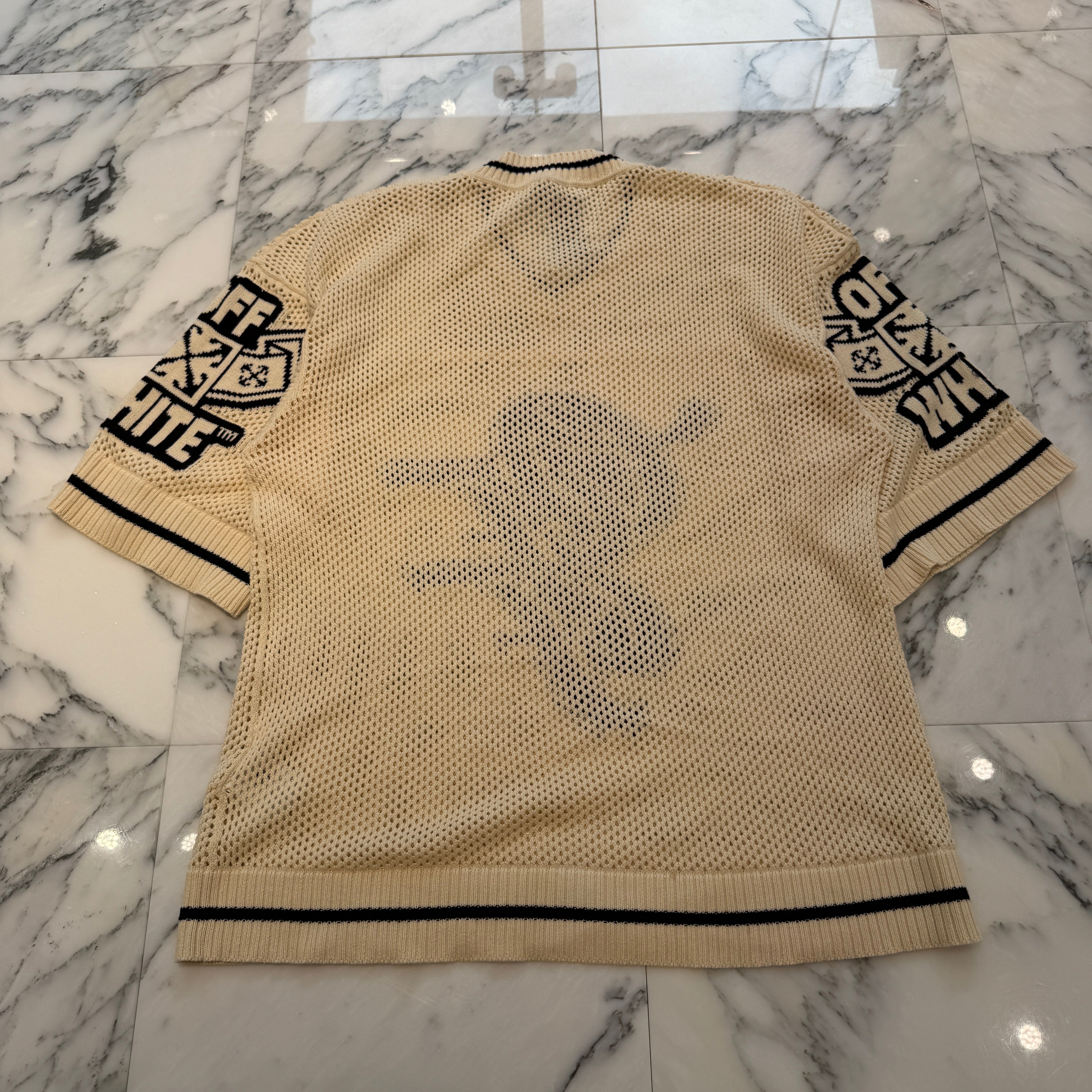 OFF-WHITE Short Sleeve Varsity Knit Tee OMHW006S24KNI001 Size L オフホワイト ショートスリーブ ヴァーシティニットTシャツ サイズL