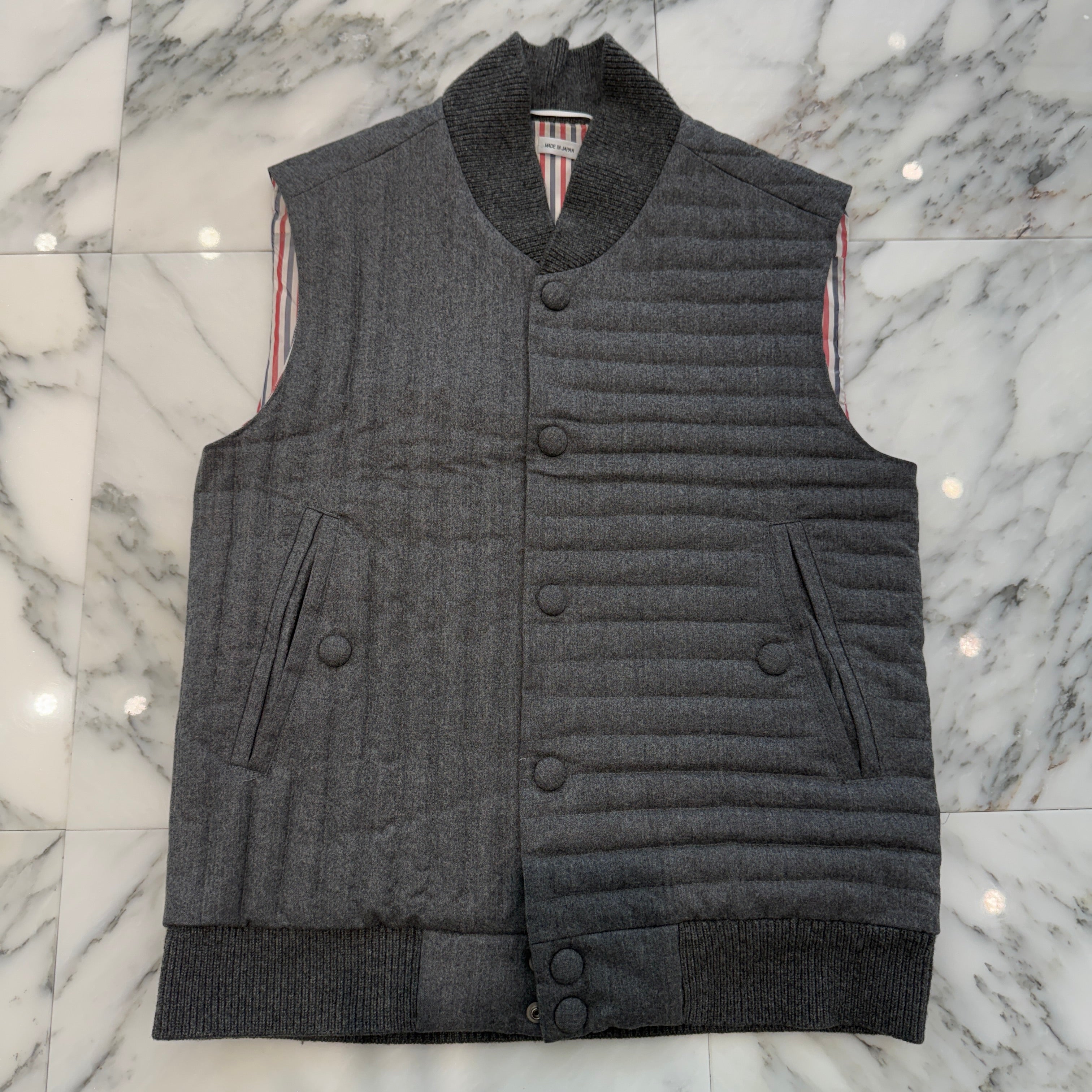 THOM BROWNE 2022AW Quilting Wool Down Vest MVU015A00021 Size 0 トムブラウン キルティング ウール ダウンベスト サイズ0
