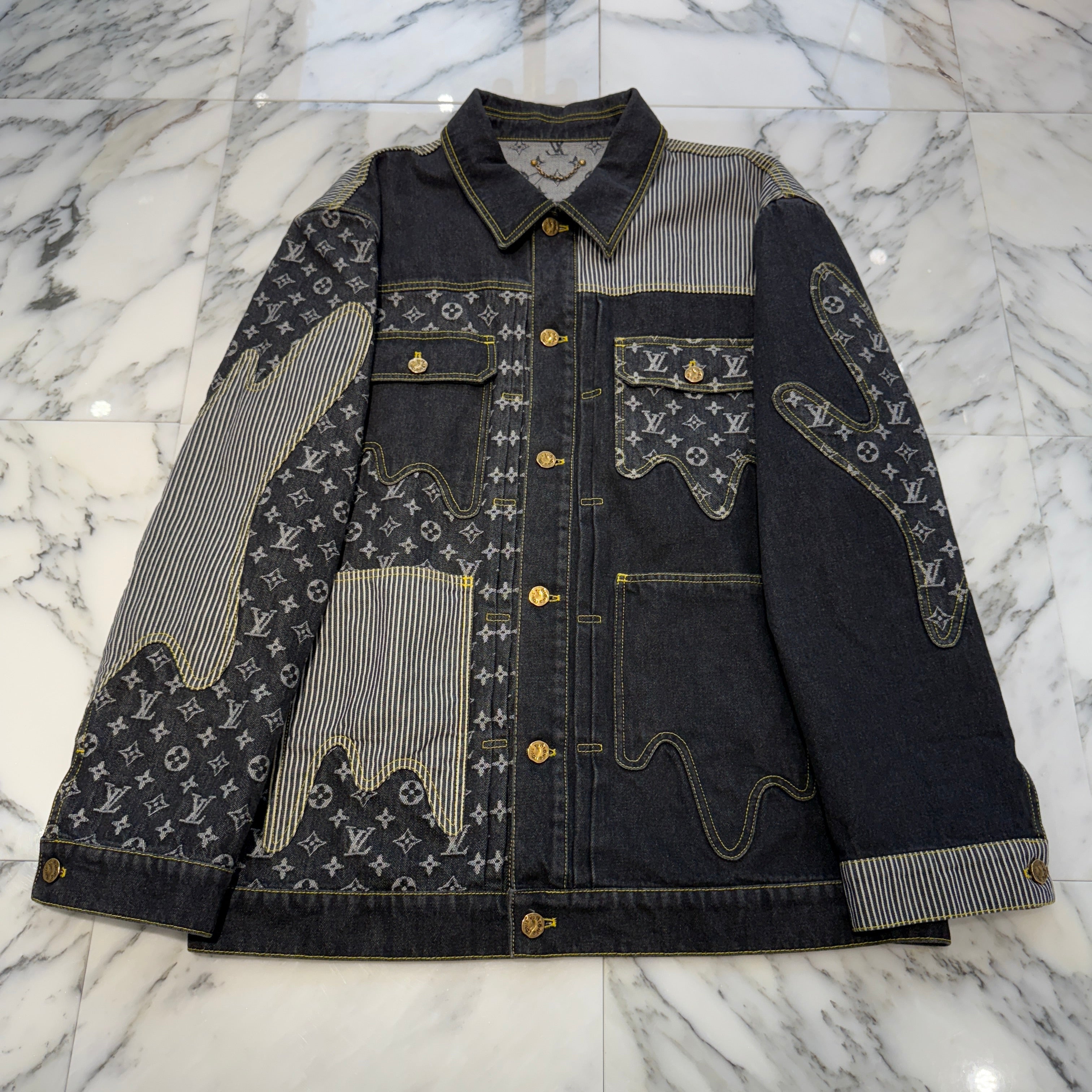 LOUIS VUITTON × NIGO 2022SS Monogram Crazy Denim Jacket 1A9K64 Size 54 ルイヴィトン × ニゴー モノグラムクレイジー デニムジャケット サイズ54