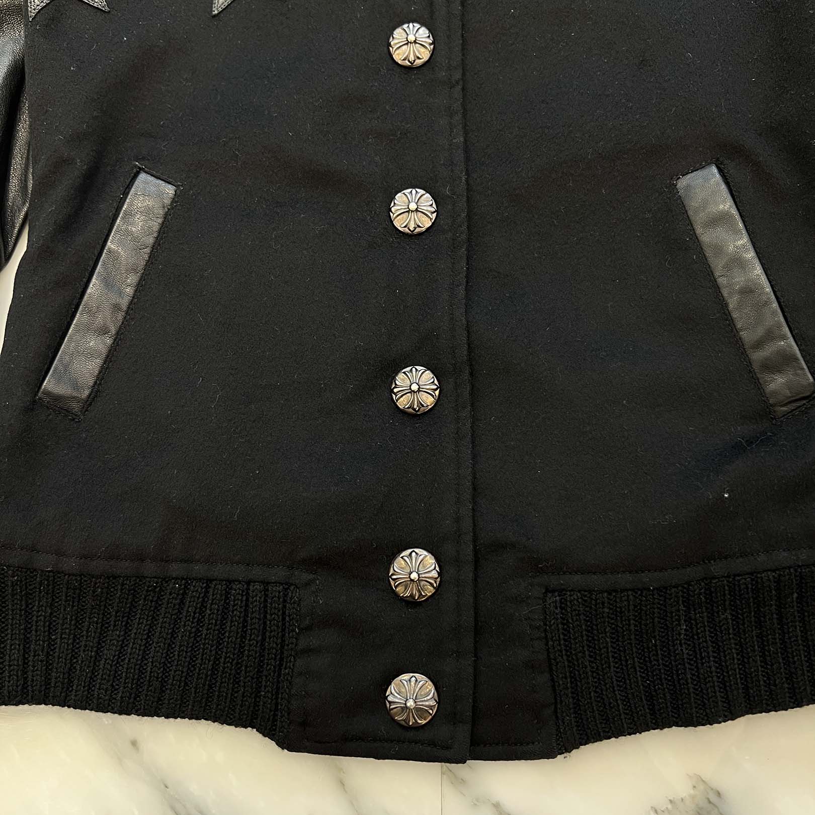 CHROME HEARTS LETTERMAN Star Leather Patch Blouson Jacket Size S クロムハーツ レターマン スターレザーパッチ ブルゾンジャケット サイズS