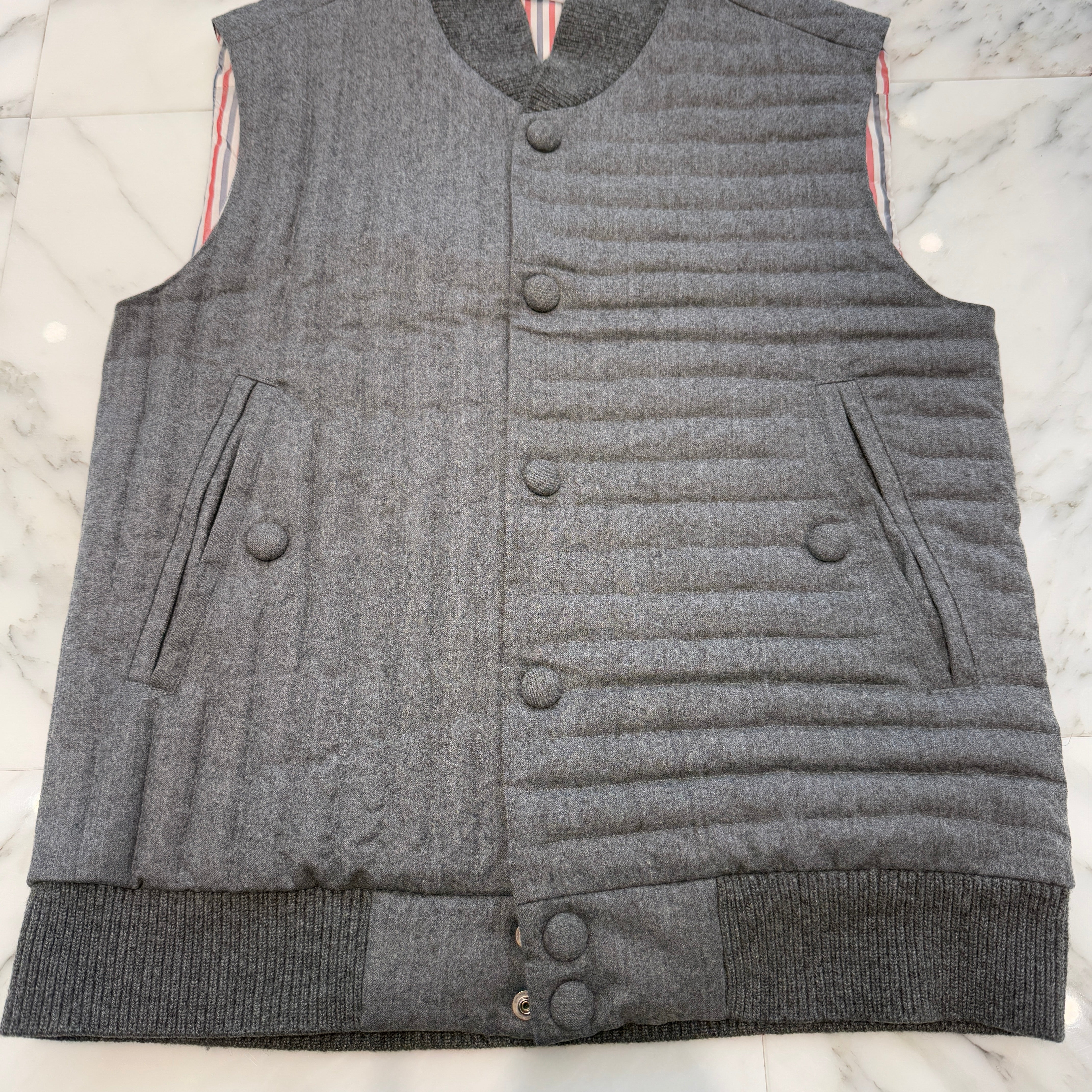 THOM BROWNE 2022AW Quilting Wool Down Vest MVU015A00021 Size 0 トムブラウン キルティング ウール ダウンベスト サイズ0