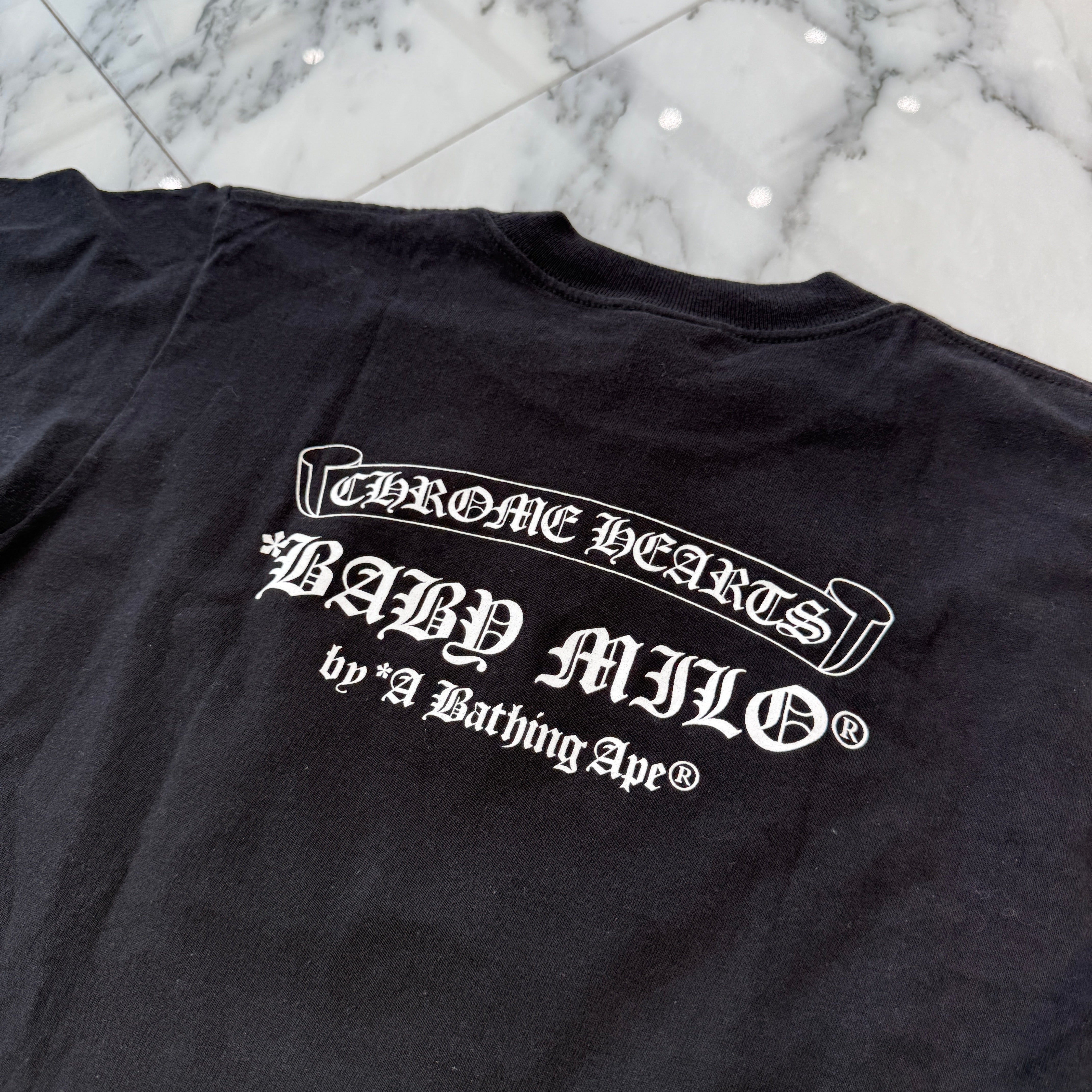 CHROME HEARTS × A BATHING APE Baby Milo Scroll Tee Size S クロムハーツ × アベイシングエイプ ベイビーマイロ スクロール Tシャツ サイズS