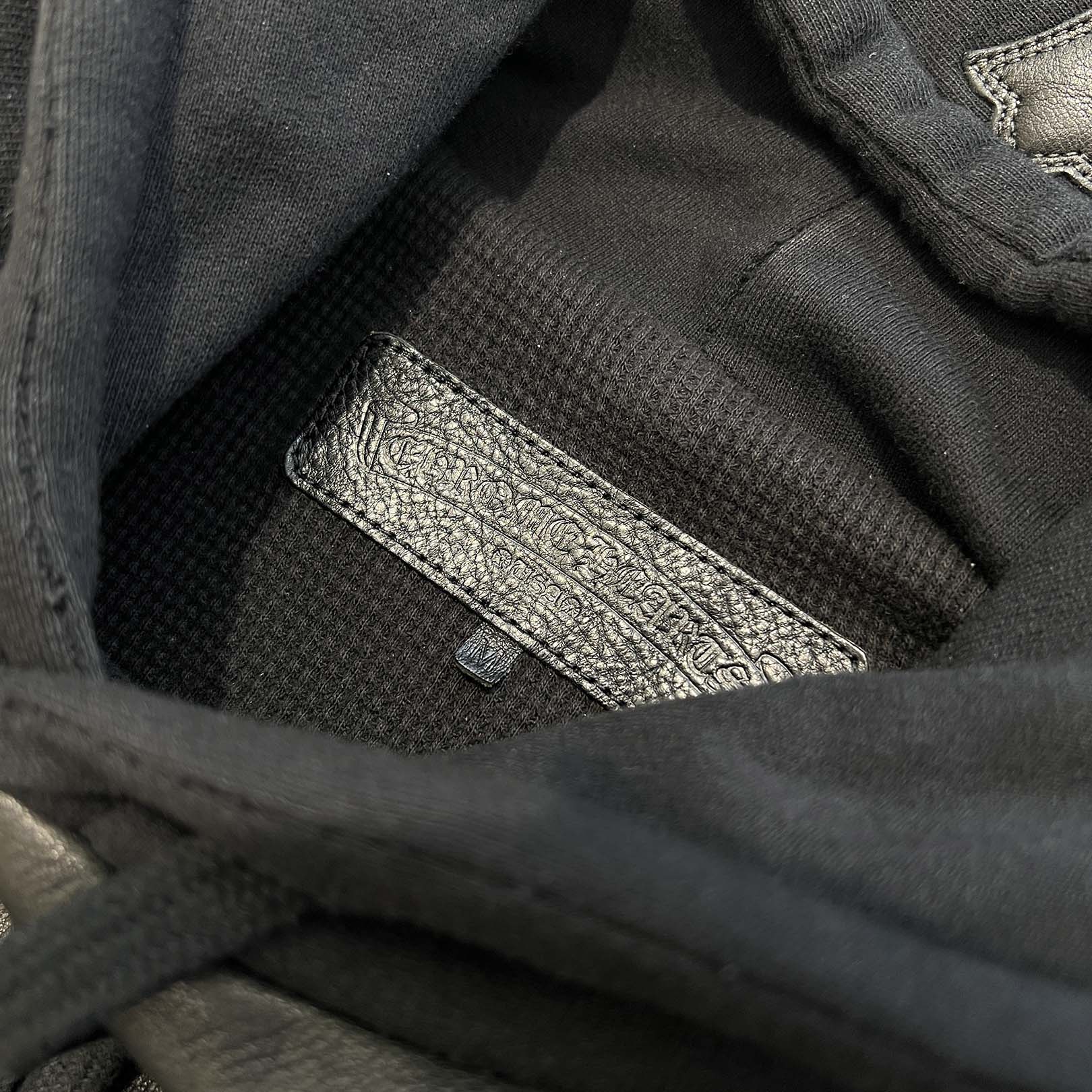 CHROME HEARTS 1 Cross Leather Patch Pullover Leather Hoodie Size M クロムハーツ 1クロスレザーパッチ プルオーバー レザーフーディ サイズM