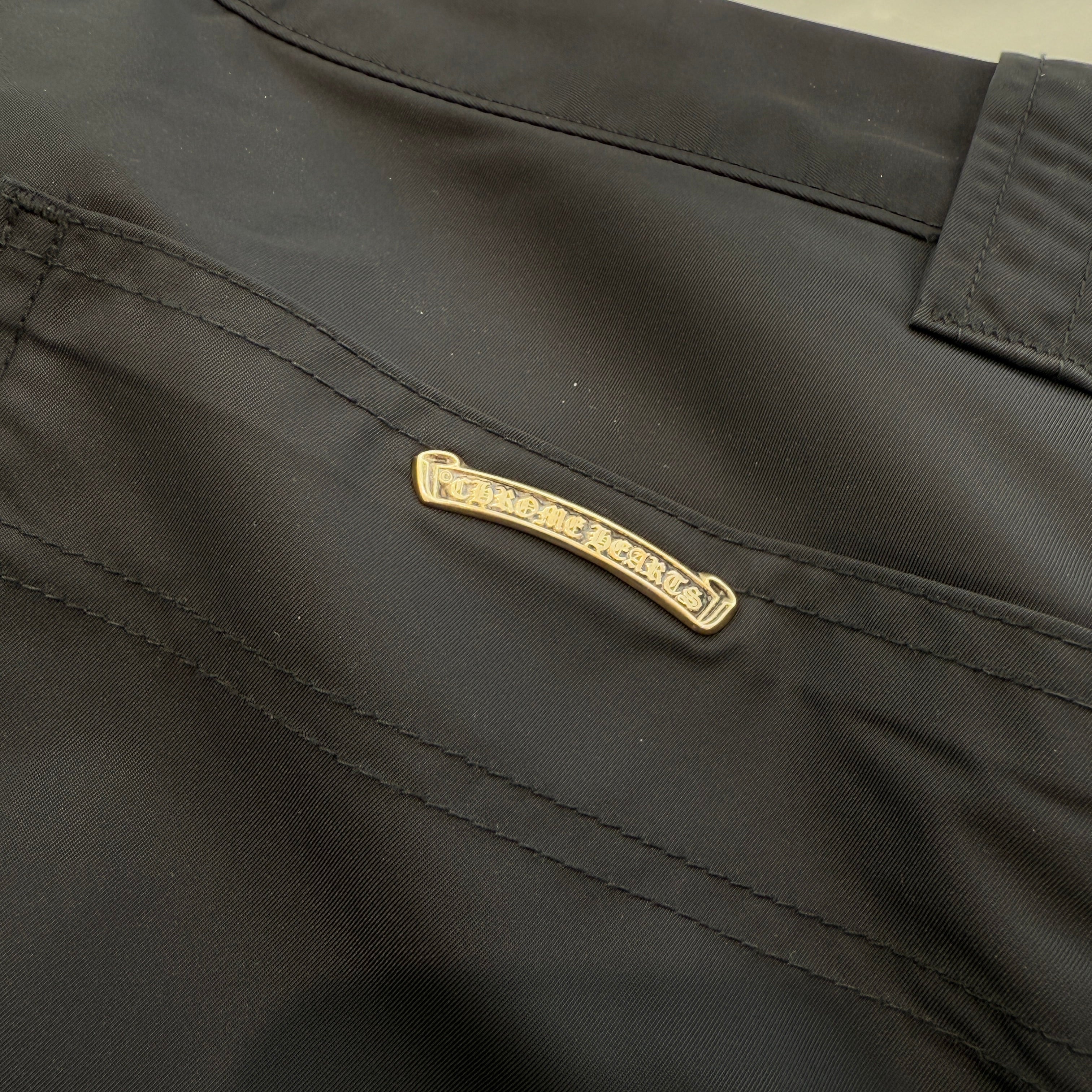 CHROME HEARTS Carpenter Leather Cross Patch Nylon Leather Work Pants Size 29 クロムハーツ カーペンター レザークロスパッチ ナイロン レザー 切替 ワークパンツ サイズ29