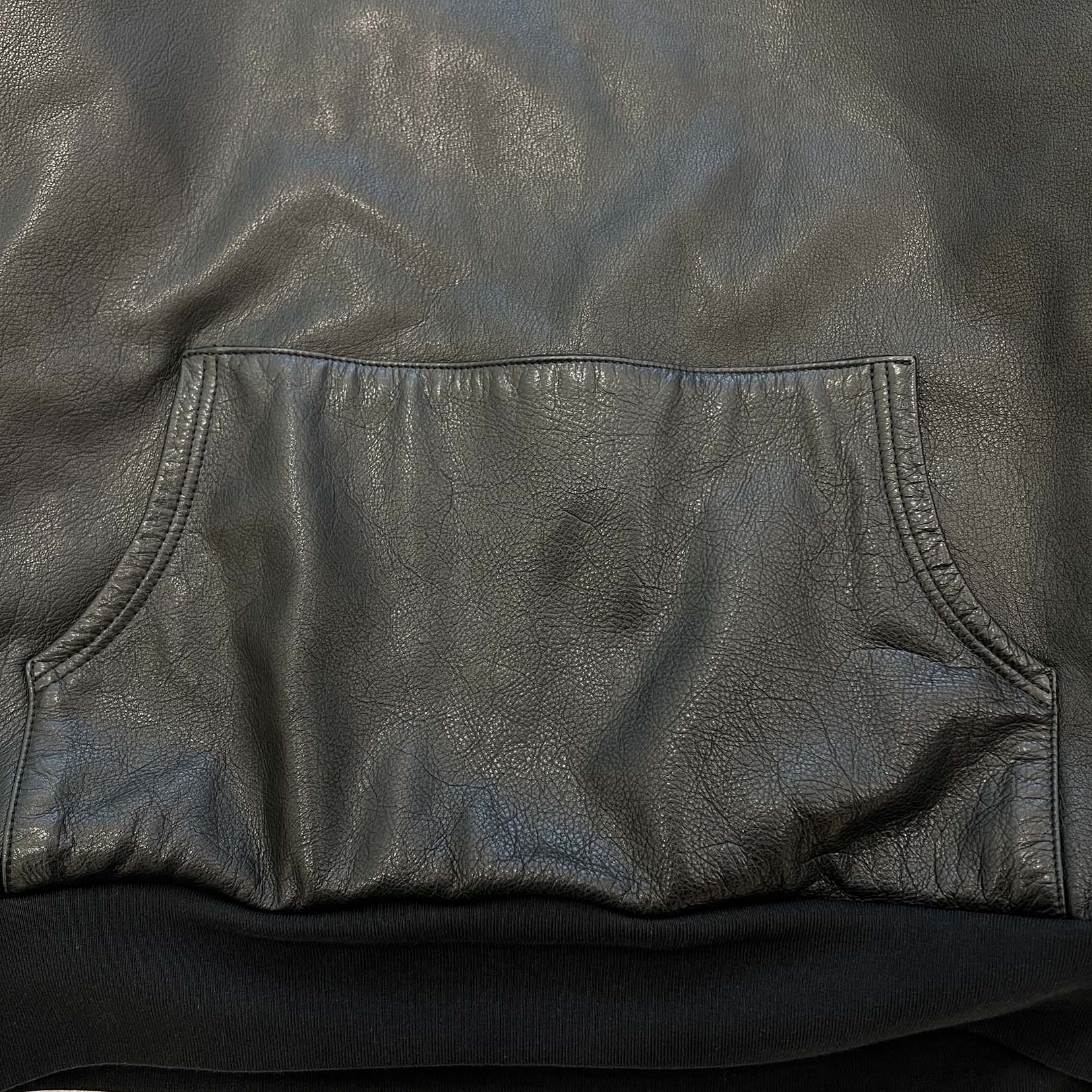 CHROME HEARTS 1 Cross Leather Patch Pullover Leather Hoodie Size M クロムハーツ 1クロスレザーパッチ プルオーバー レザーフーディ サイズM