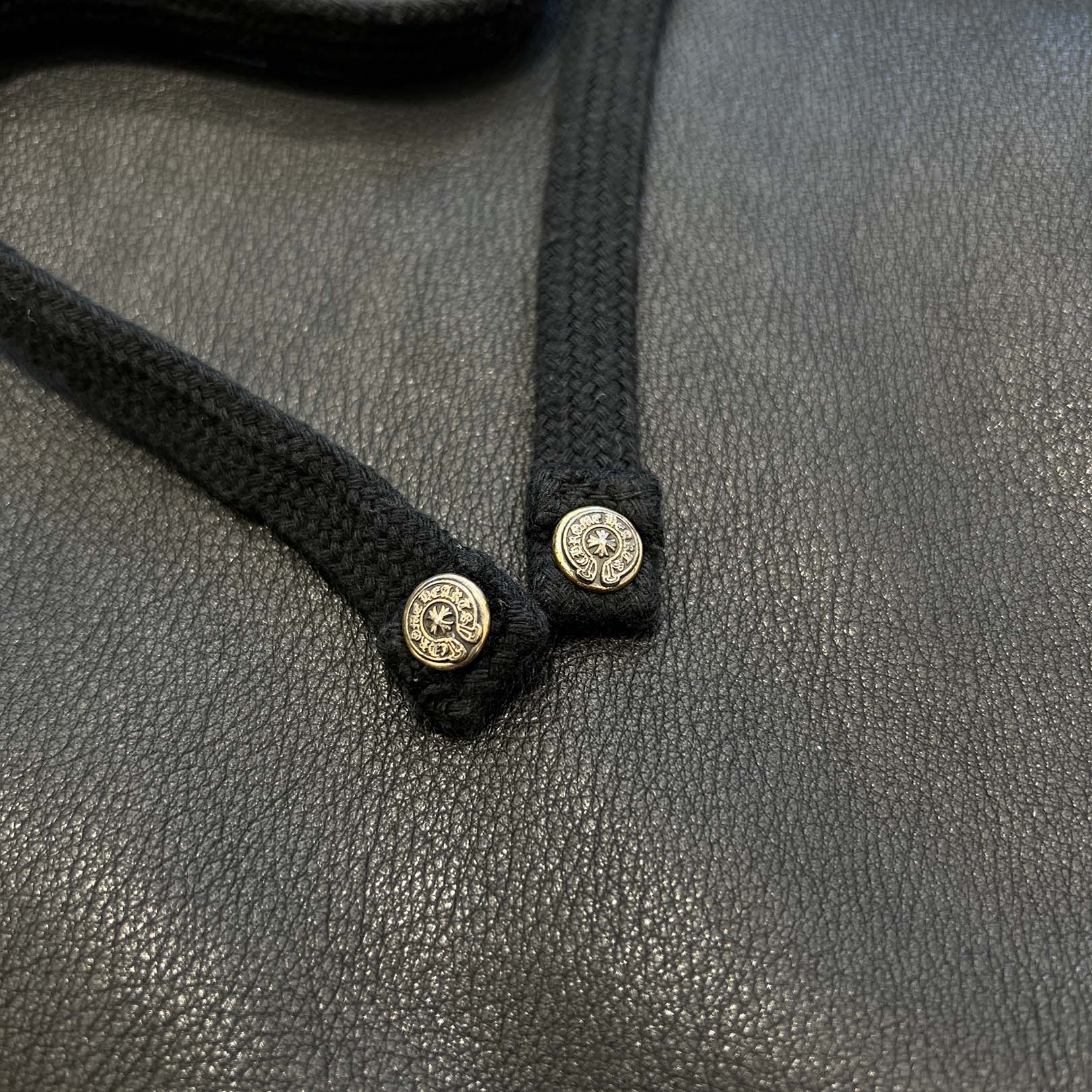 CHROME HEARTS 1 Cross Leather Patch Pullover Leather Hoodie Size M クロムハーツ 1クロスレザーパッチ プルオーバー レザーフーディ サイズM