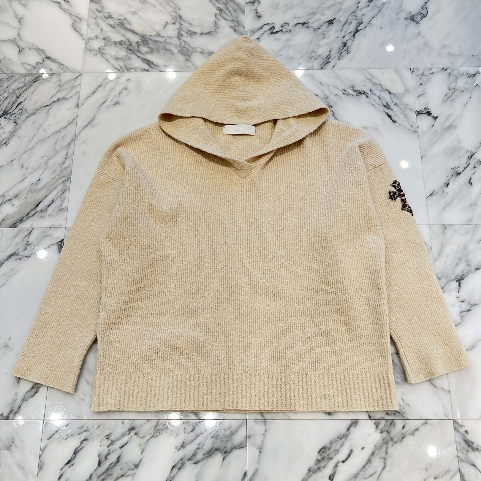 CHROME HEARTS YNOT Leopard Harako Leather Cross Patch Knit