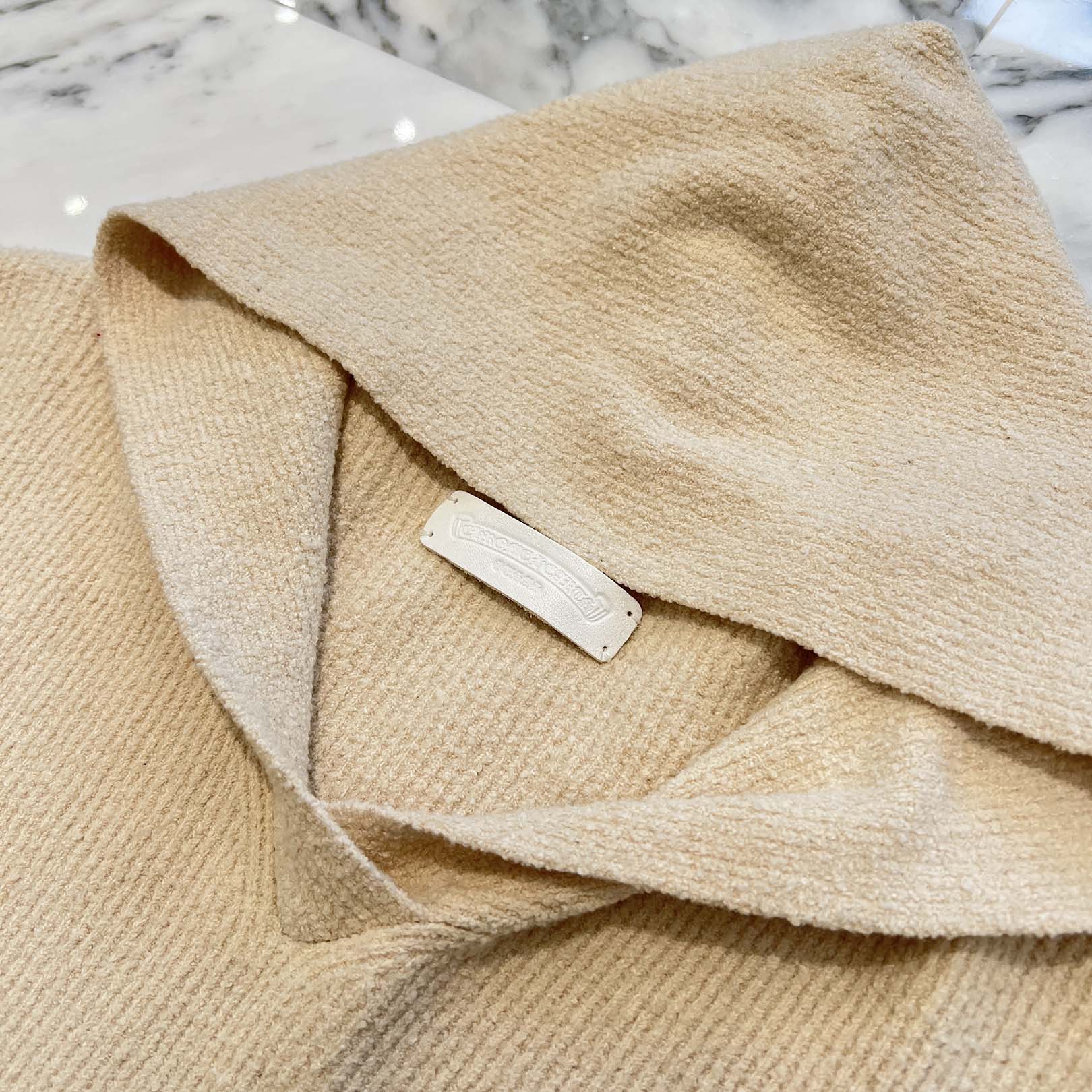 CHROME HEARTS YNOT Leopard Harako Leather Cross Patch Knit Pullover Hoodie Size M/L クロムハーツ ワイノット レオパード ハラコレザー クロスパッチ ニット プルオーバーフーディー サイズM/L