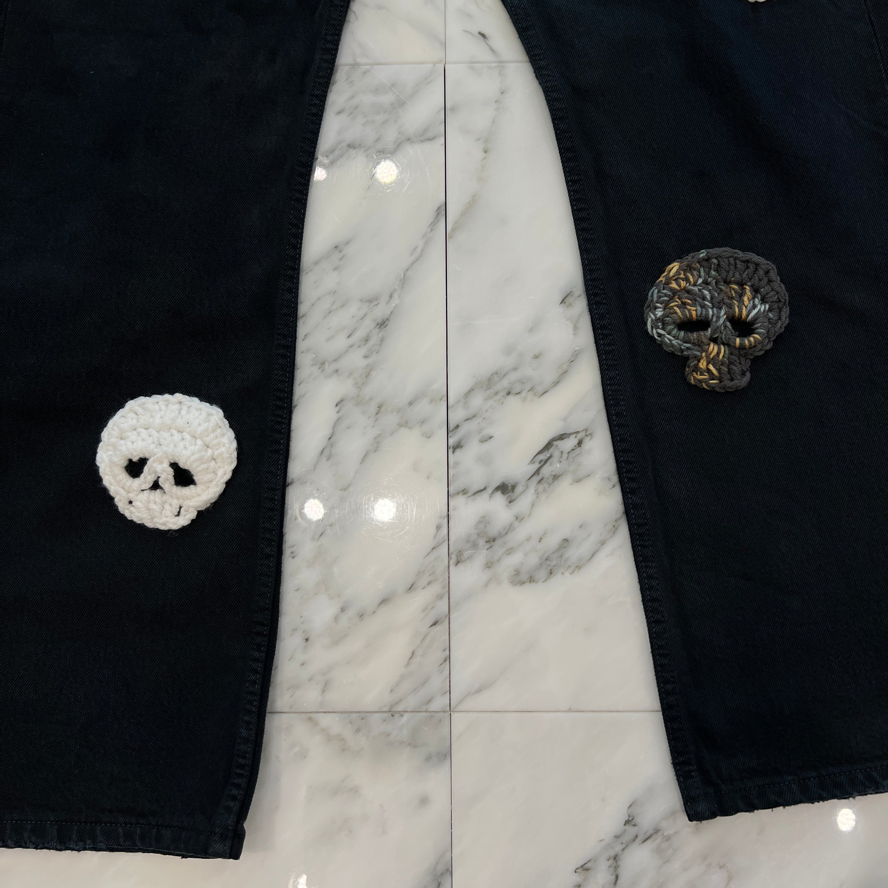 Y.A.R.N × mementos Levi's 501 Body Knit Scull Denim Pants Size W32×L30 ヤーン × メメントス リーバイス 501 ボディ ニットスカル デニムパンツ サイズ W32×L30